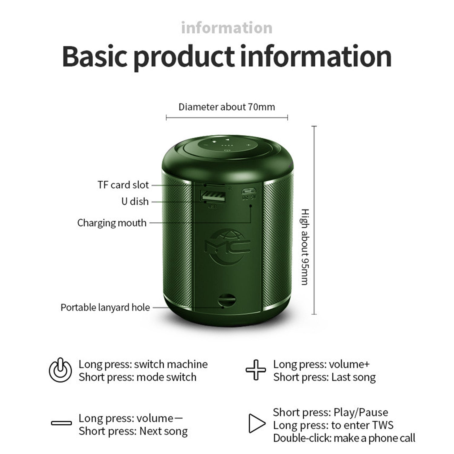 Wireless Bluetooth  insert  card U disk speaker