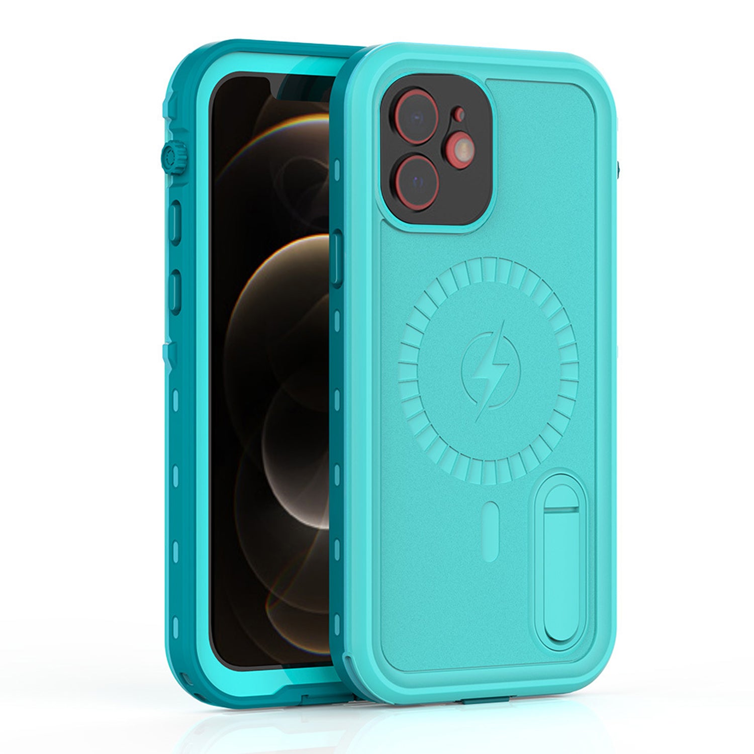 Magnetic Kickstand Red Pepper Waterproof Case for iPhone 12 (6.1") - Black