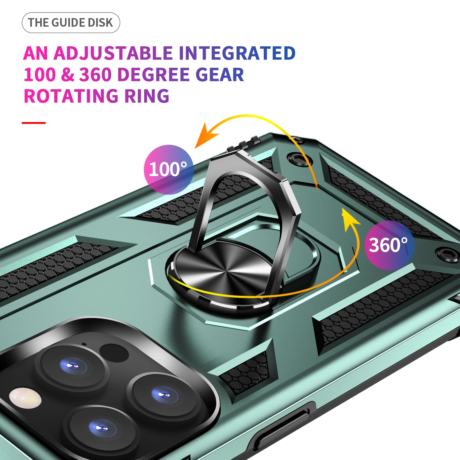 iPhone 14 Pro Max Dual Colors Ring Magnetic GPS car mount Phone Holder Case
