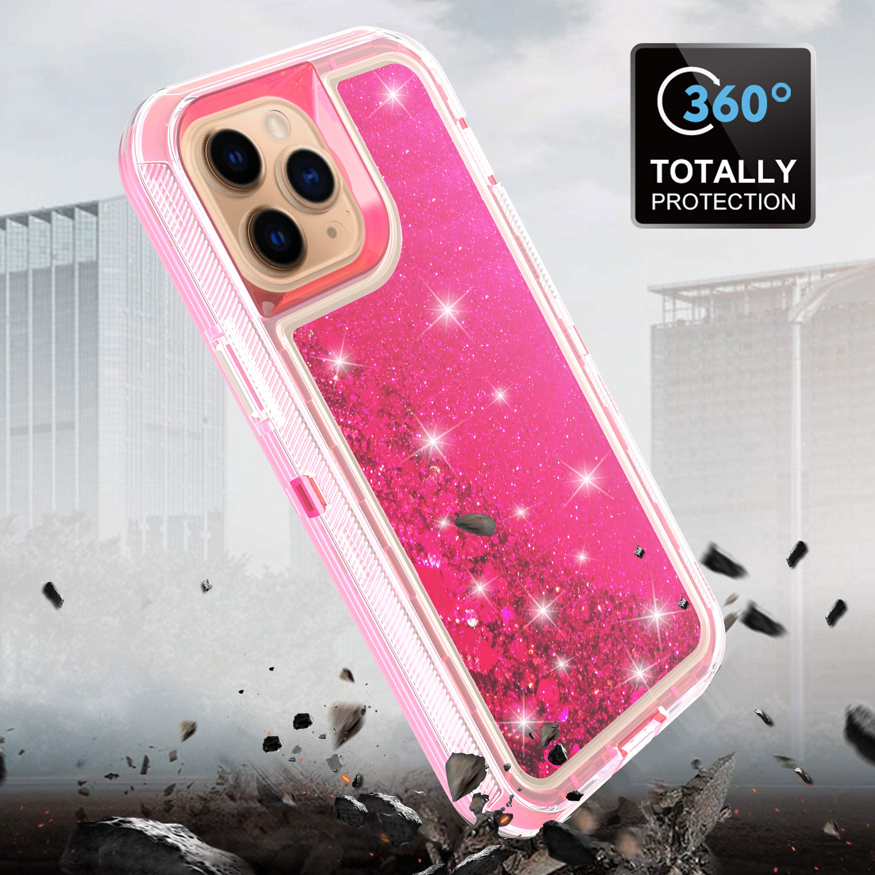 iPhone 13 Pro Transparent Floating Glitter Heavy Duty Case