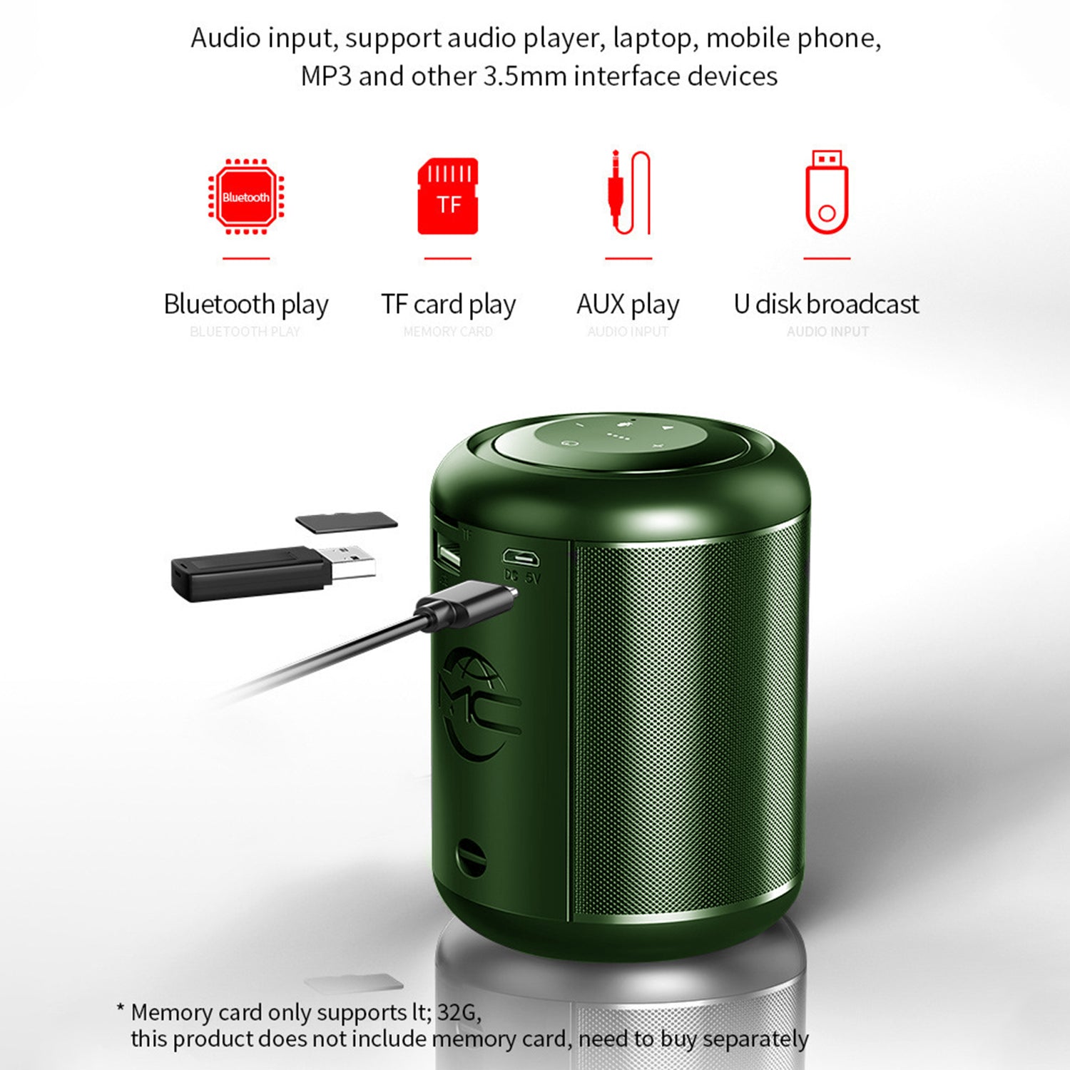 Wireless Bluetooth  insert  card U disk speaker