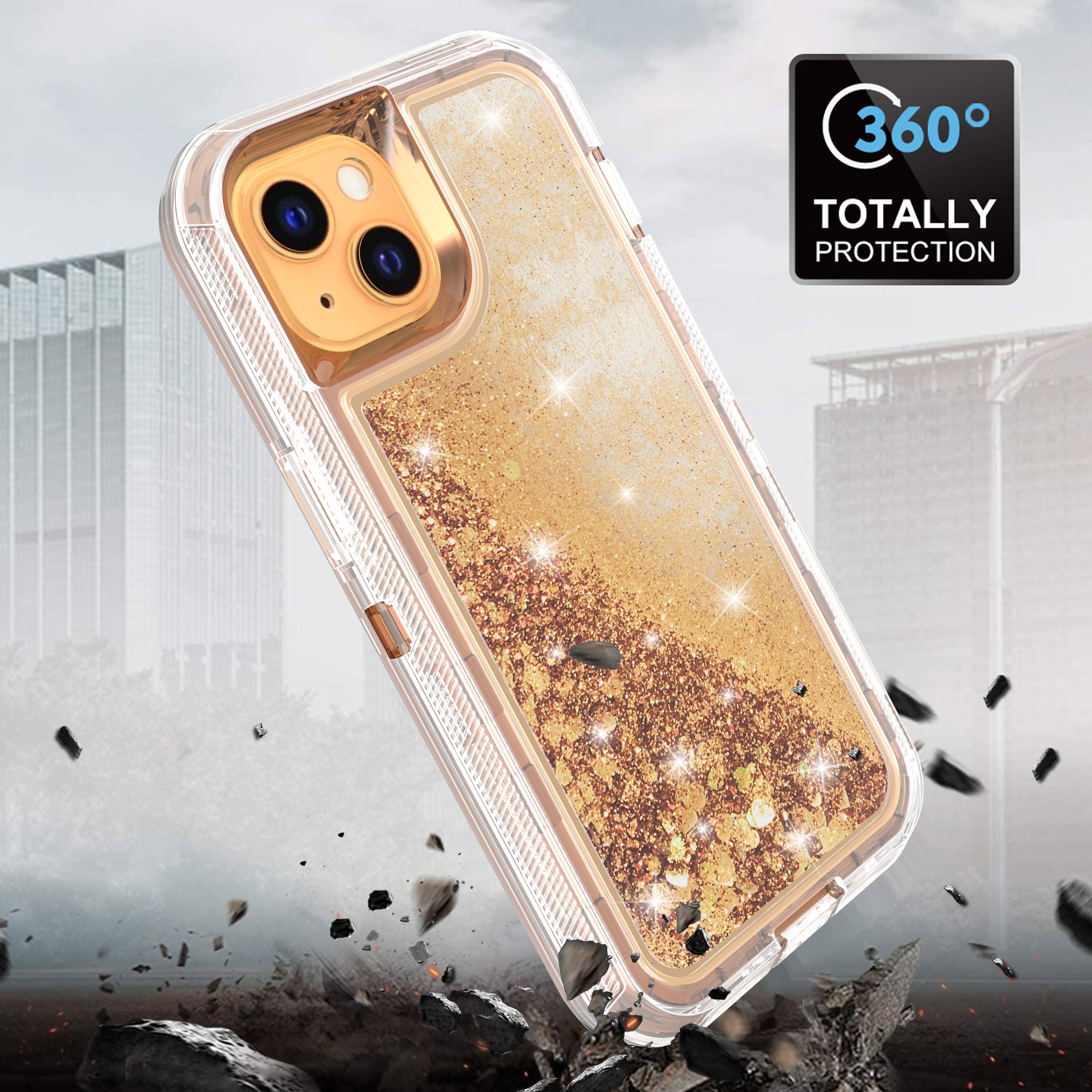Transparent Floating Glitter Heavy Duty Case  for iPhone 13 mini