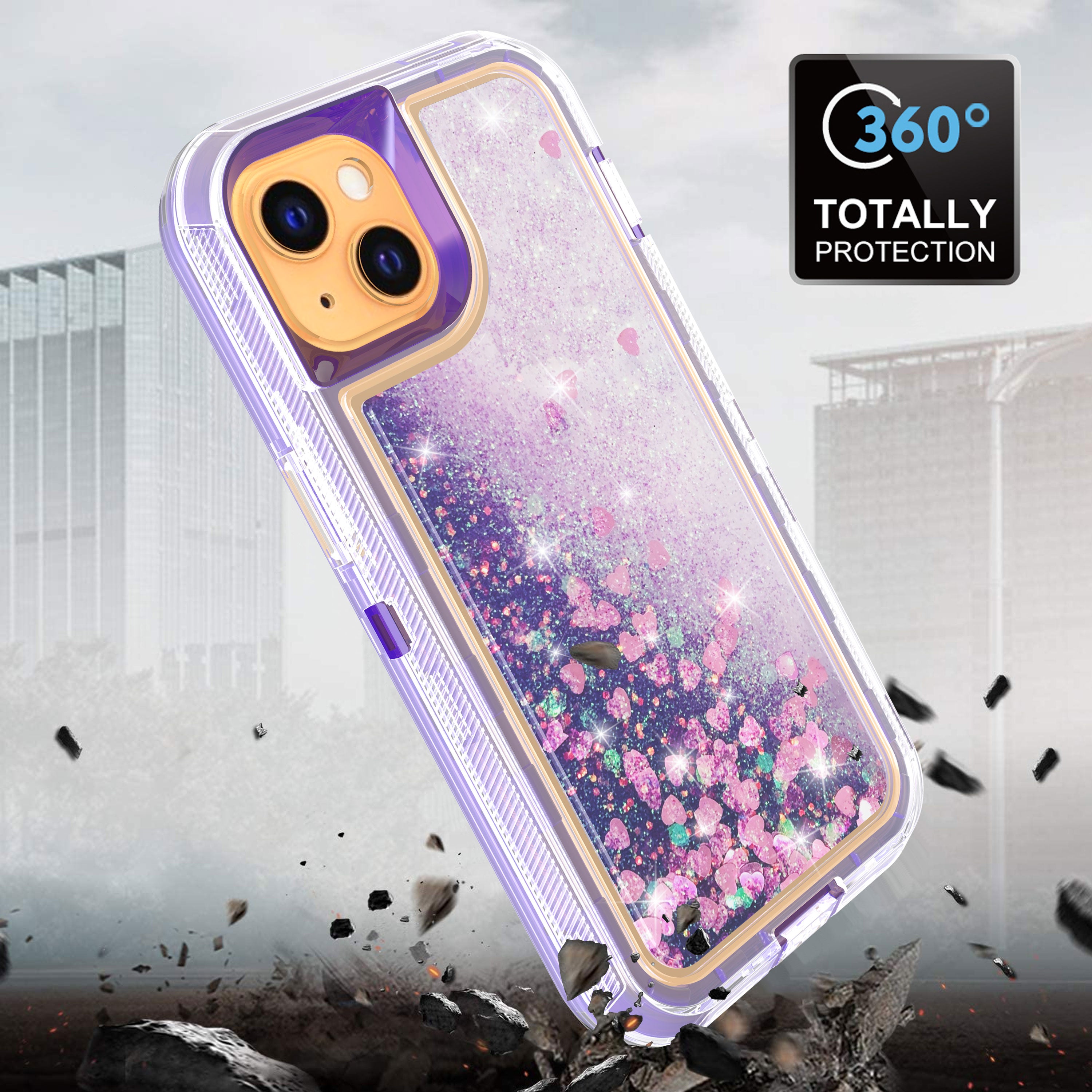 Transparent Floating Glitter Heavy Duty Case  for iPhone 13 mini