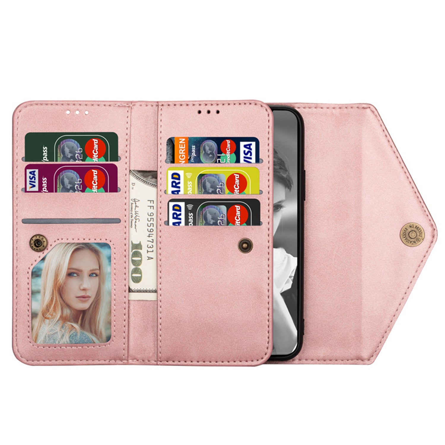 iPhone 12 Mini (5.4") 2 IN 1 Leather Wallet Case with 7 Credit Card Slots