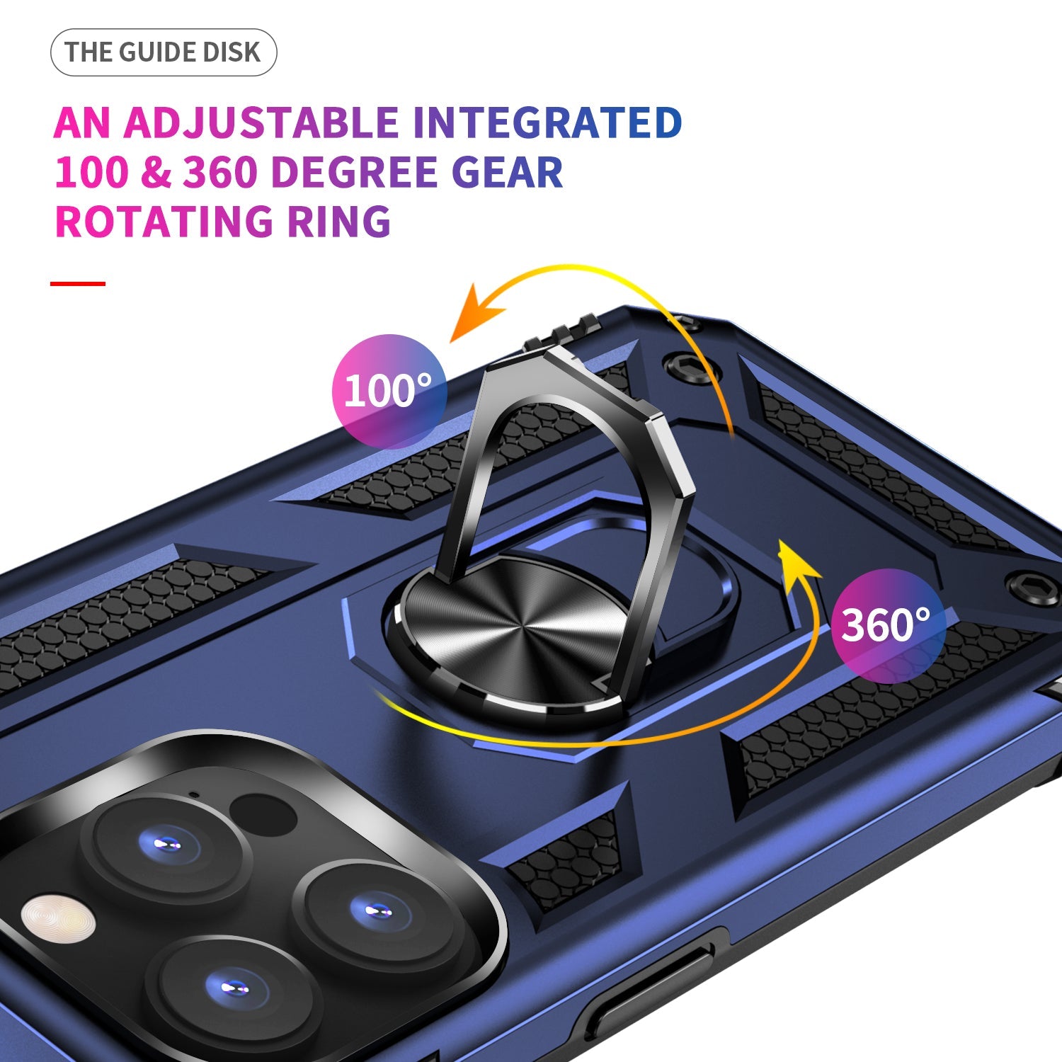 iPhone 14  Pro Dual Colors Ring Magnetic GPS car mount Phone Holder Case