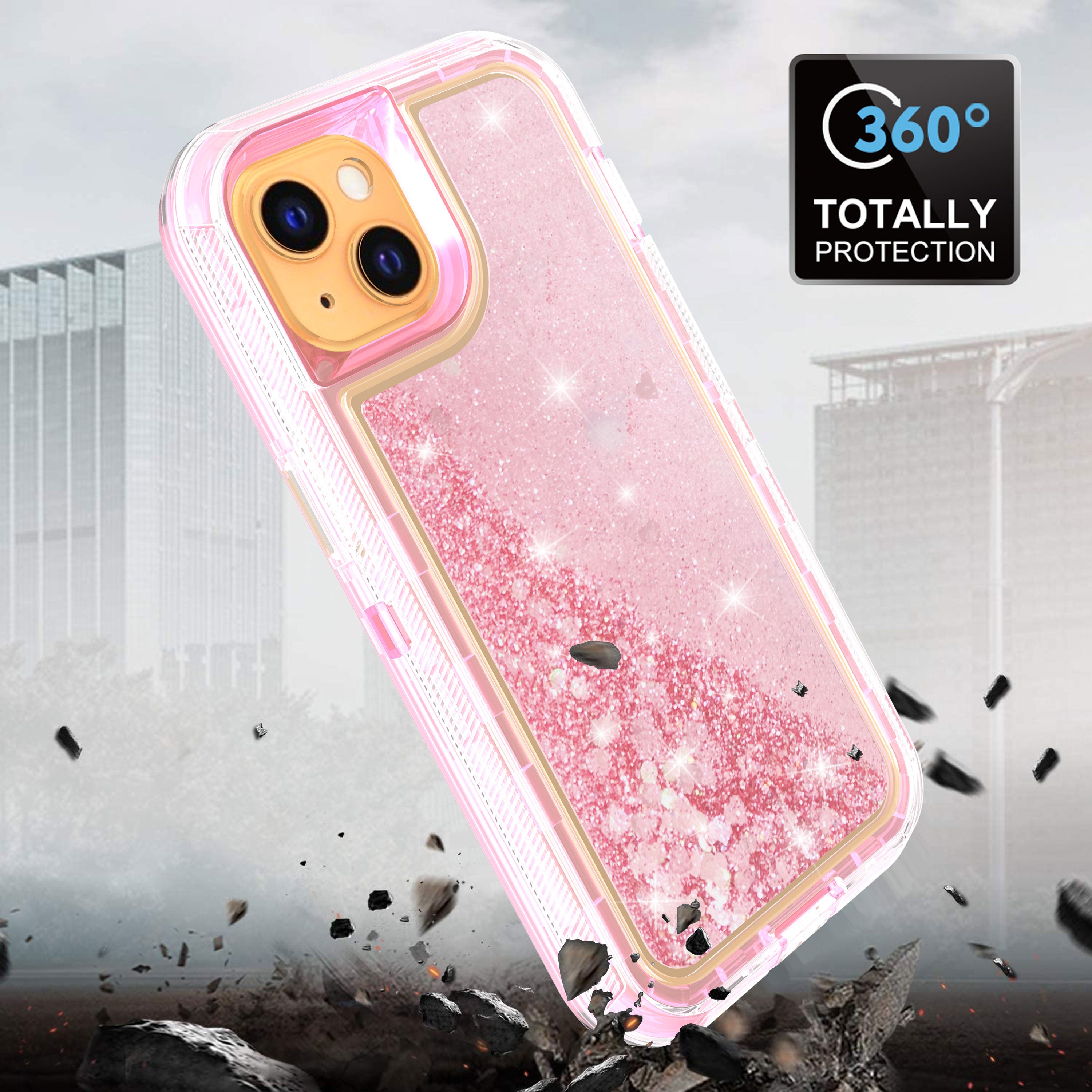 Transparent Floating Glitter Heavy Duty Case  for iPhone 13 mini