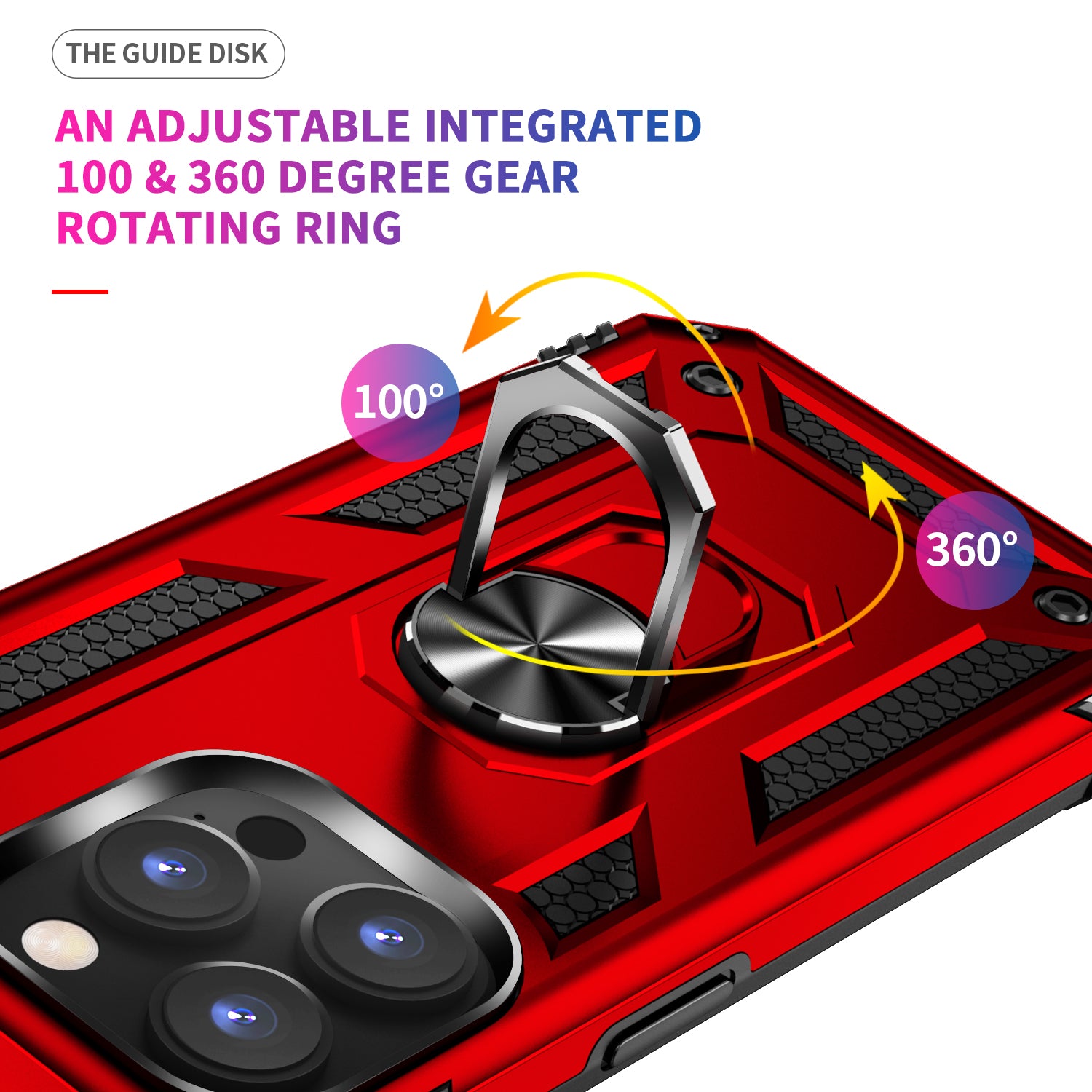 iPhone 14 Pro Max Dual Colors Ring Magnetic GPS car mount Phone Holder Case