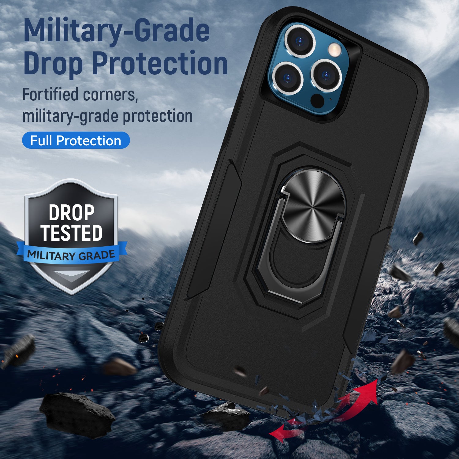 iPhone 13 Pro Max Kickstand fully protected  heavy-duty shockproof case