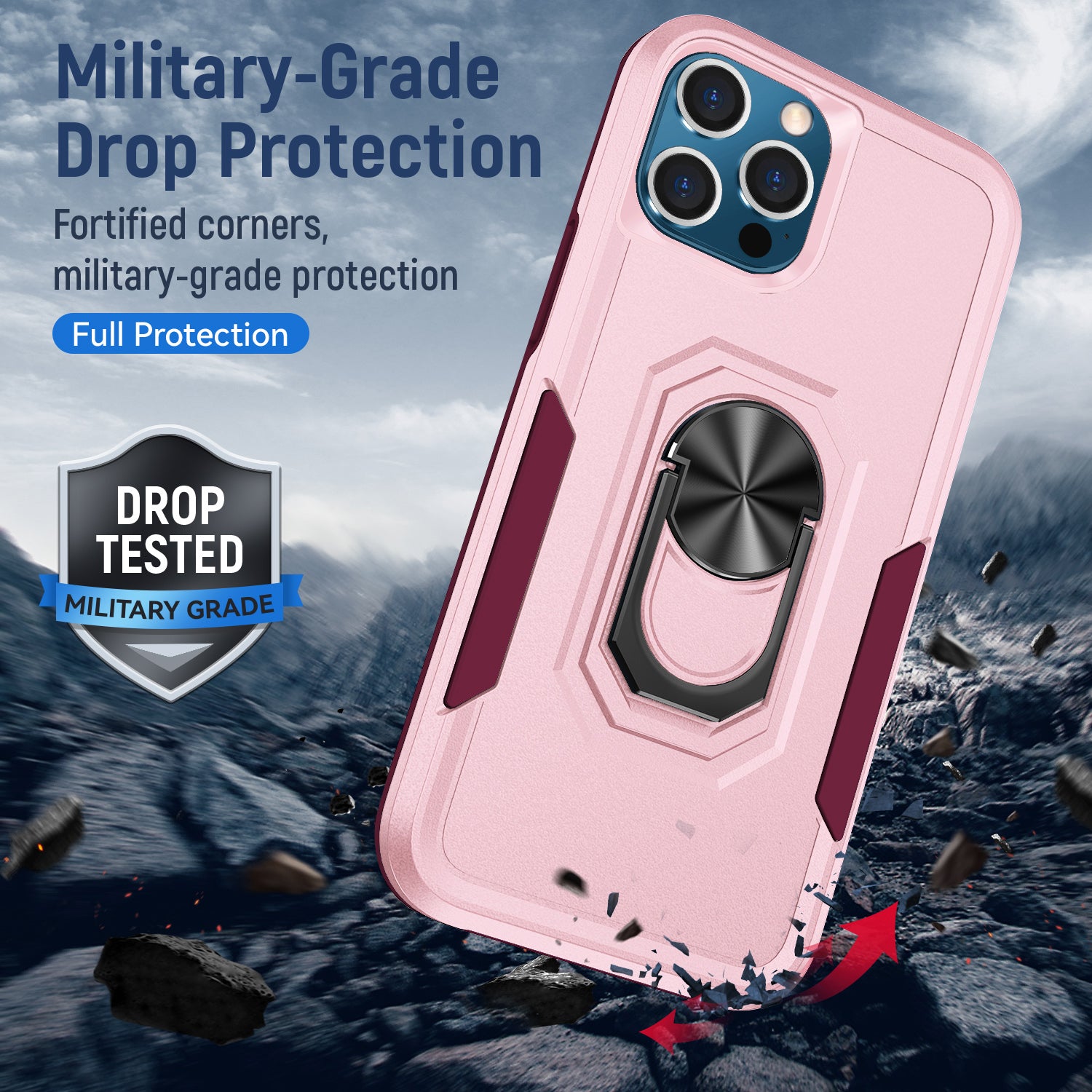 iPhone 13 Pro Max Kickstand fully protected  heavy-duty shockproof case