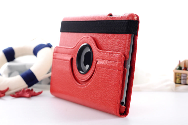 360 Degrees Rotating Leather Standing Case for iPad 4 - Hot Pink