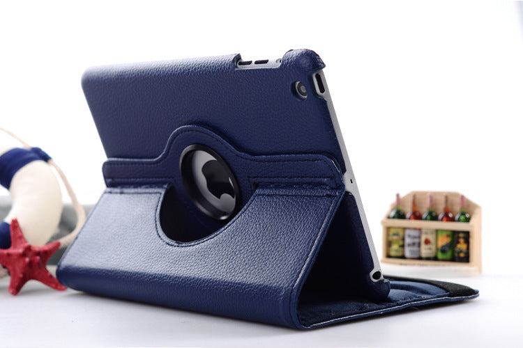 360 Degrees Rotating Leather Standing Case for iPad 4 - Hot Pink