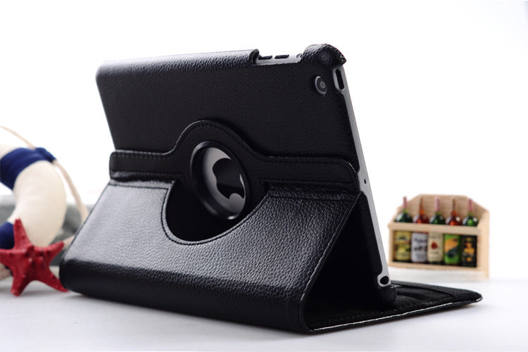 360 Degrees Rotating Leather Standing Case for iPad 4 - Hot Pink