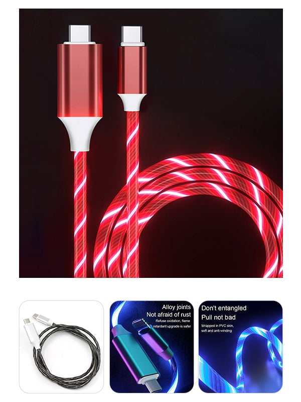 3ft Type-C to Type-C LED Fast Charging Cable