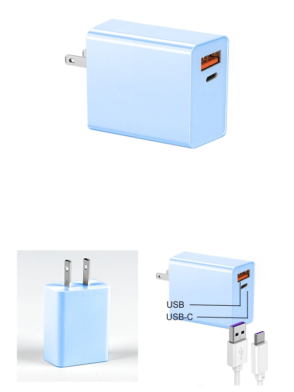 2 Ports (USB+TypeC )fast charging power adapter