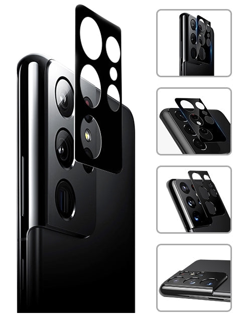 Camera Tempered High Definition Camera Lens Protector for Samsung Galaxy S21U - Black
