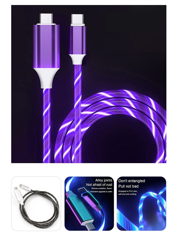 3ft Type-C to Type-C LED Fast Charging Cable