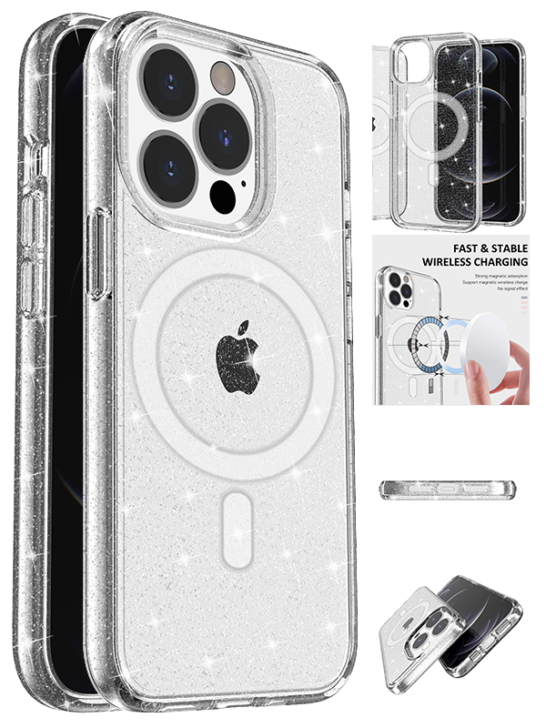 iPhone 14 ProMax  Magnetic attraction shiny transparency  Case