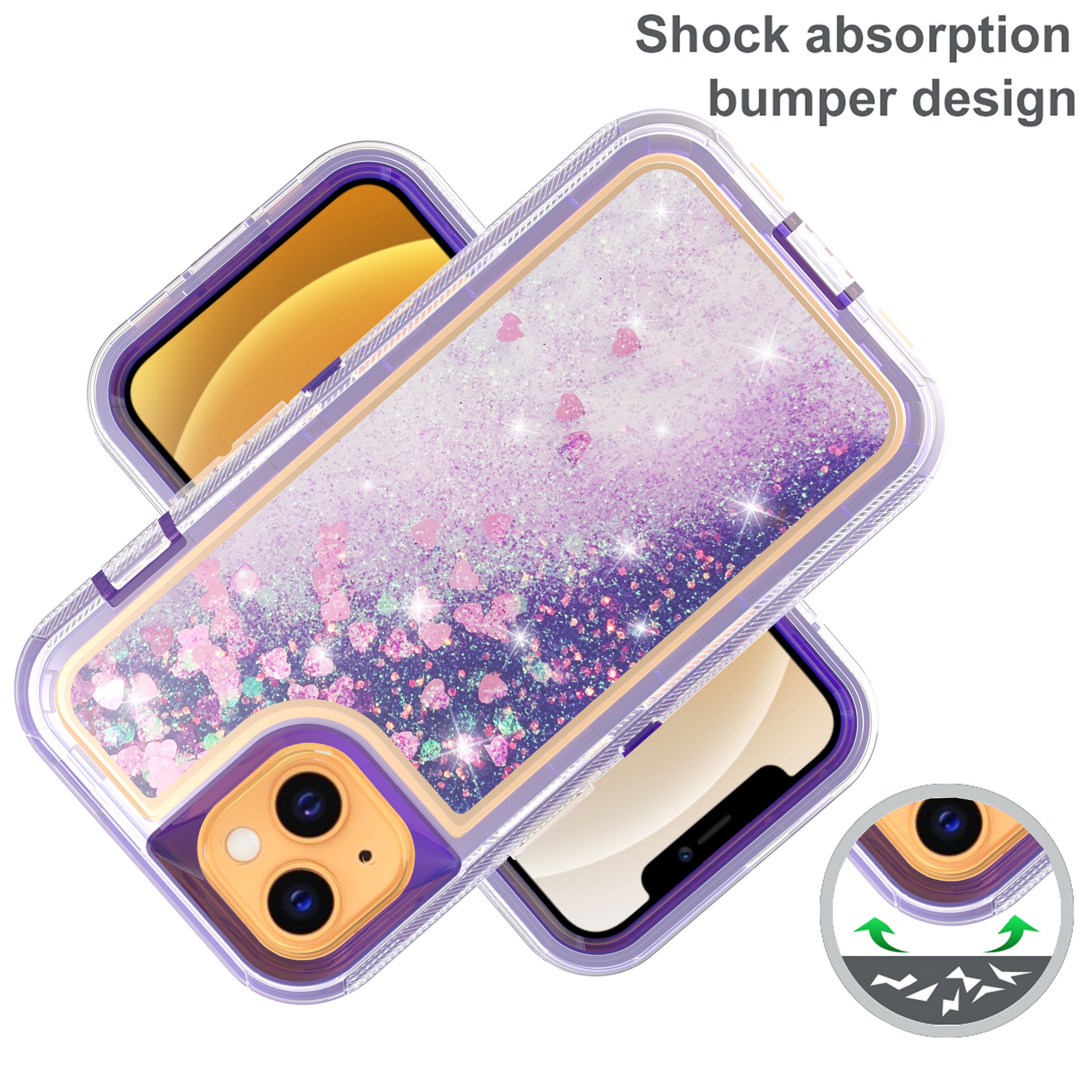 Transparent Floating Glitter Heavy Duty Case  for iPhone 13 mini