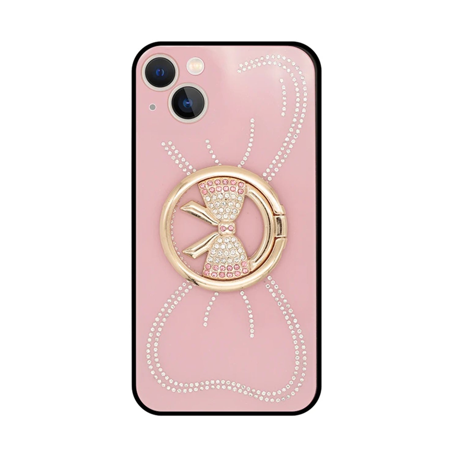 iPhone 13 Large bow round support precise hole diamond case