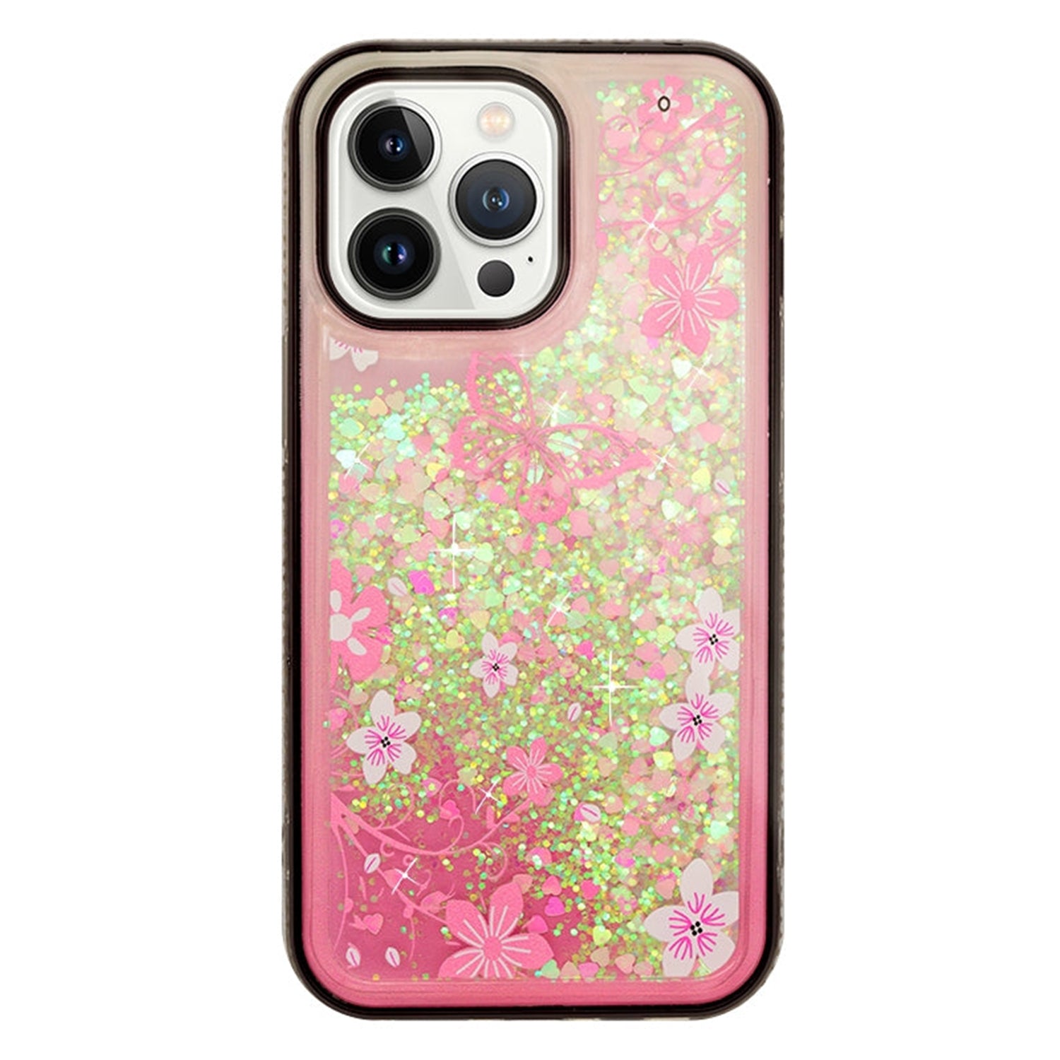 iPhone 13 Pro Max Diamond inlaid on both sides, colorful butterfly quicksand  case