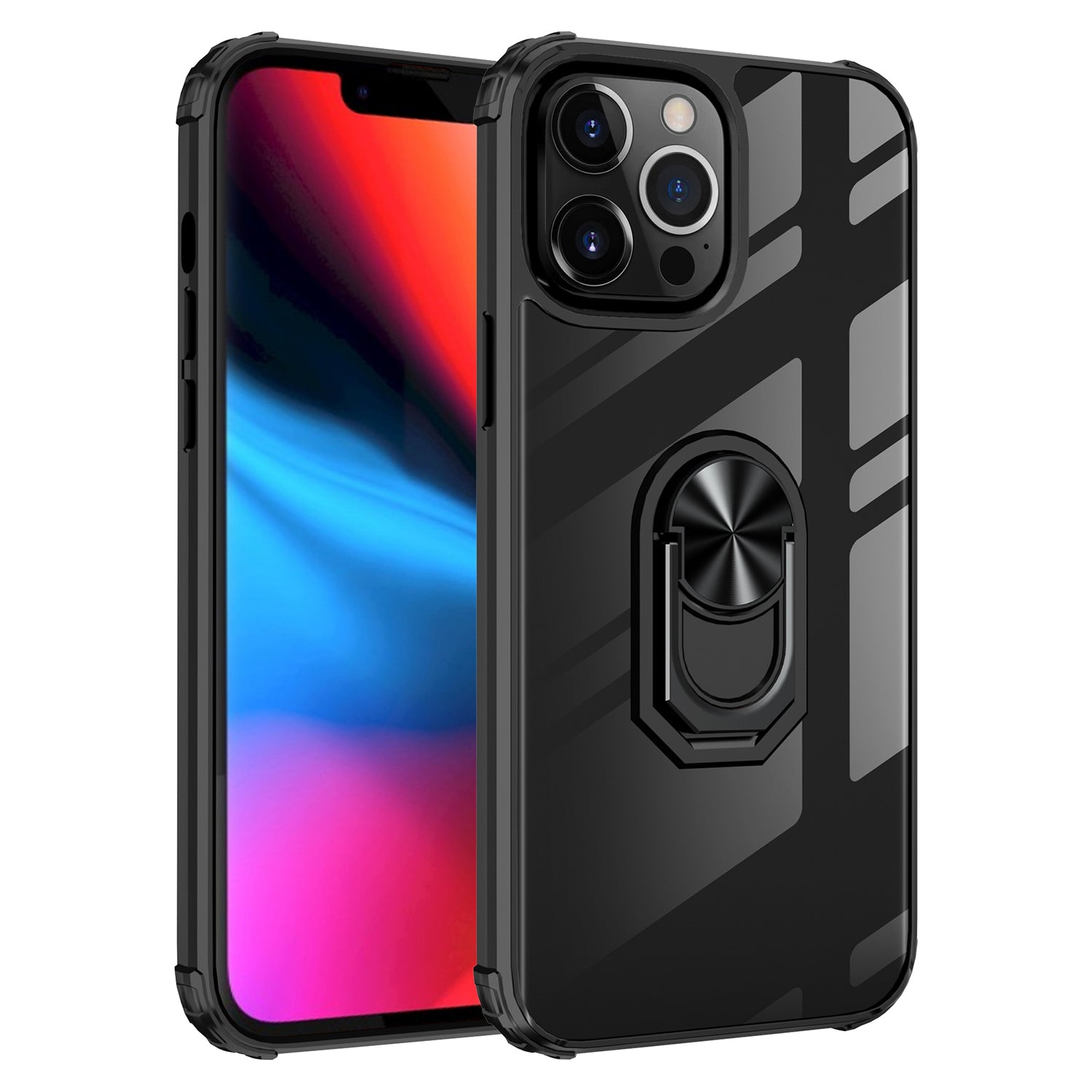 Ring Magnetic GPS car mount Phone Holder Case wiht Transparent Acrylic for iPhone 13 Pro Max(6.7 ")