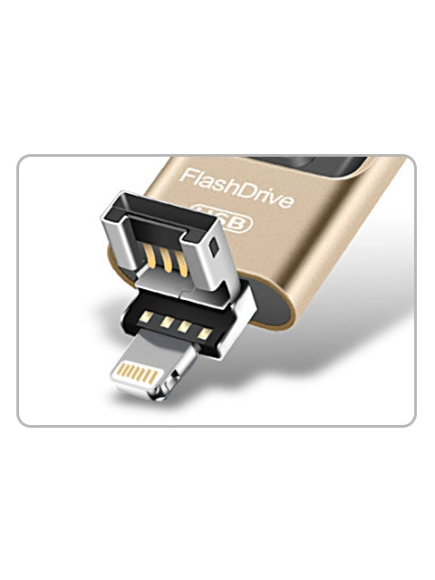 3 in1(Type C & Lightning & USB3.0) i Flash Drive for Apple iOS & Android & Computers (128GB)