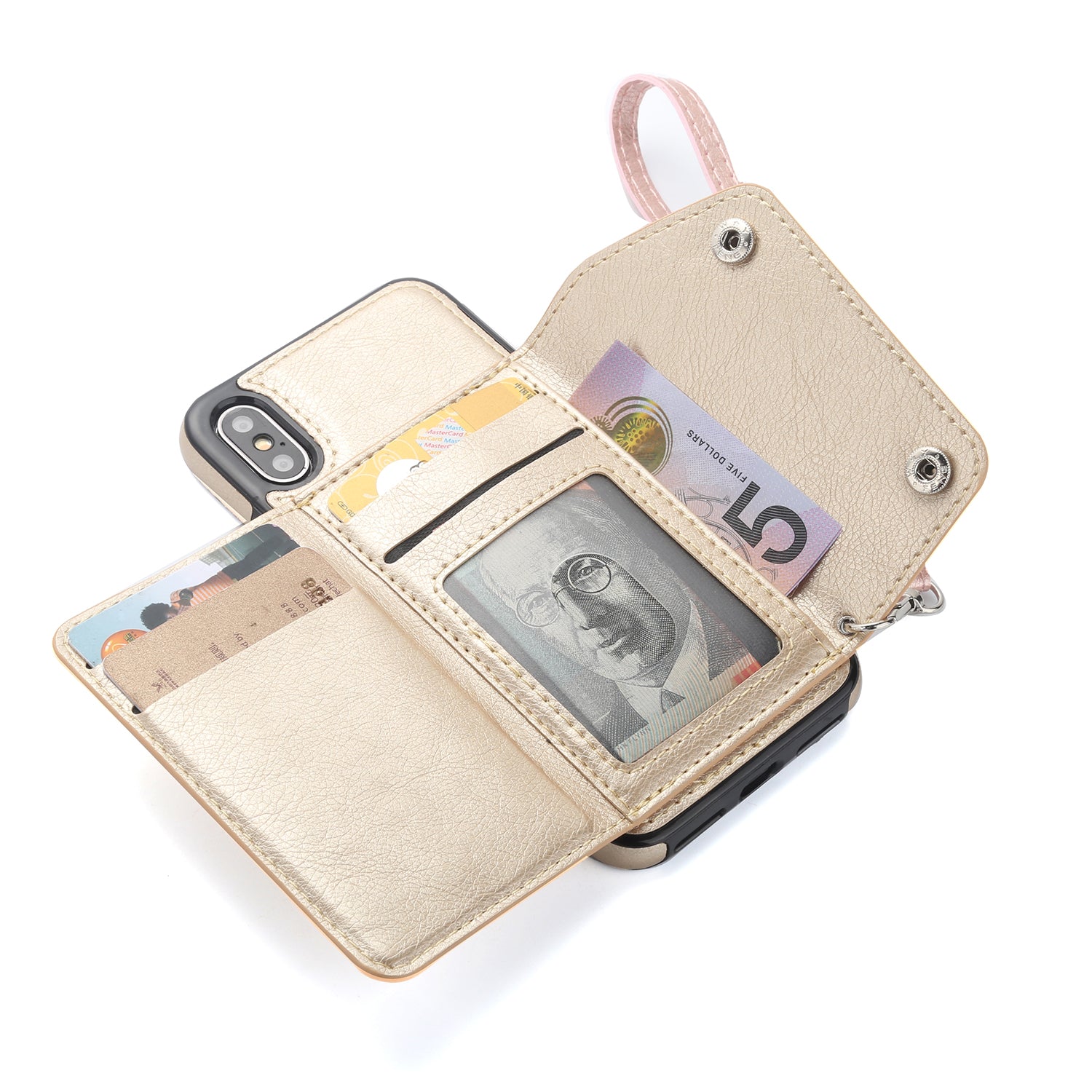 iPhone Xs Max (6.5") 2 in 1 Leather Wallet Case With 9 Credit Card Slots and Removable Back Cover 