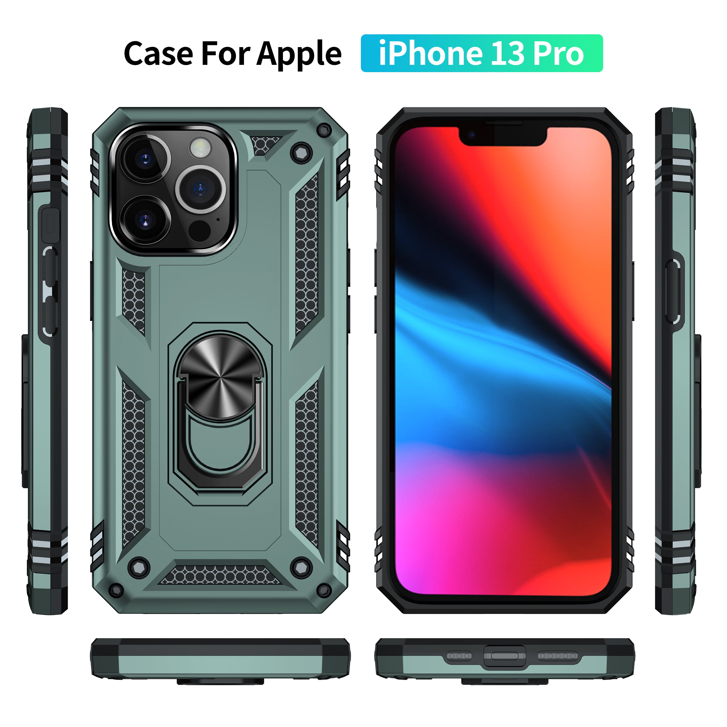 Dual Colors Ring Magnetic GPS car mount Phone Holder Case for iPhone 13 Pro