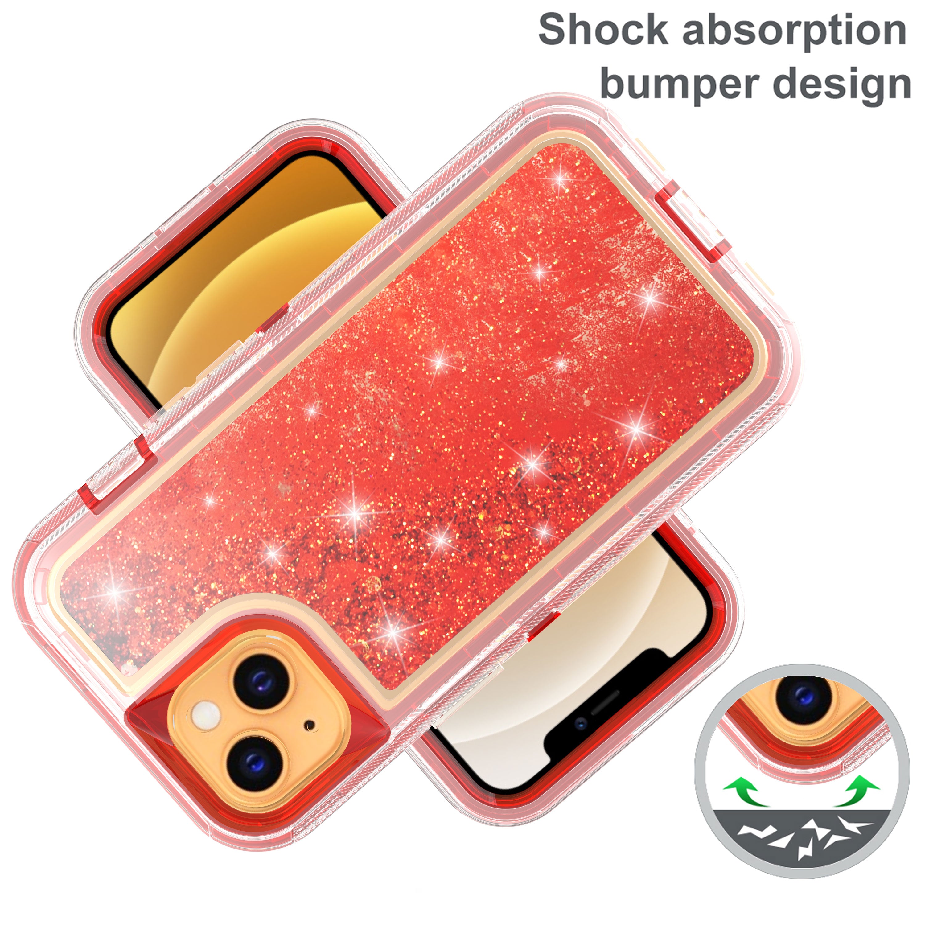 Transparent Floating Glitter Heavy Duty Case  for iPhone 13 mini