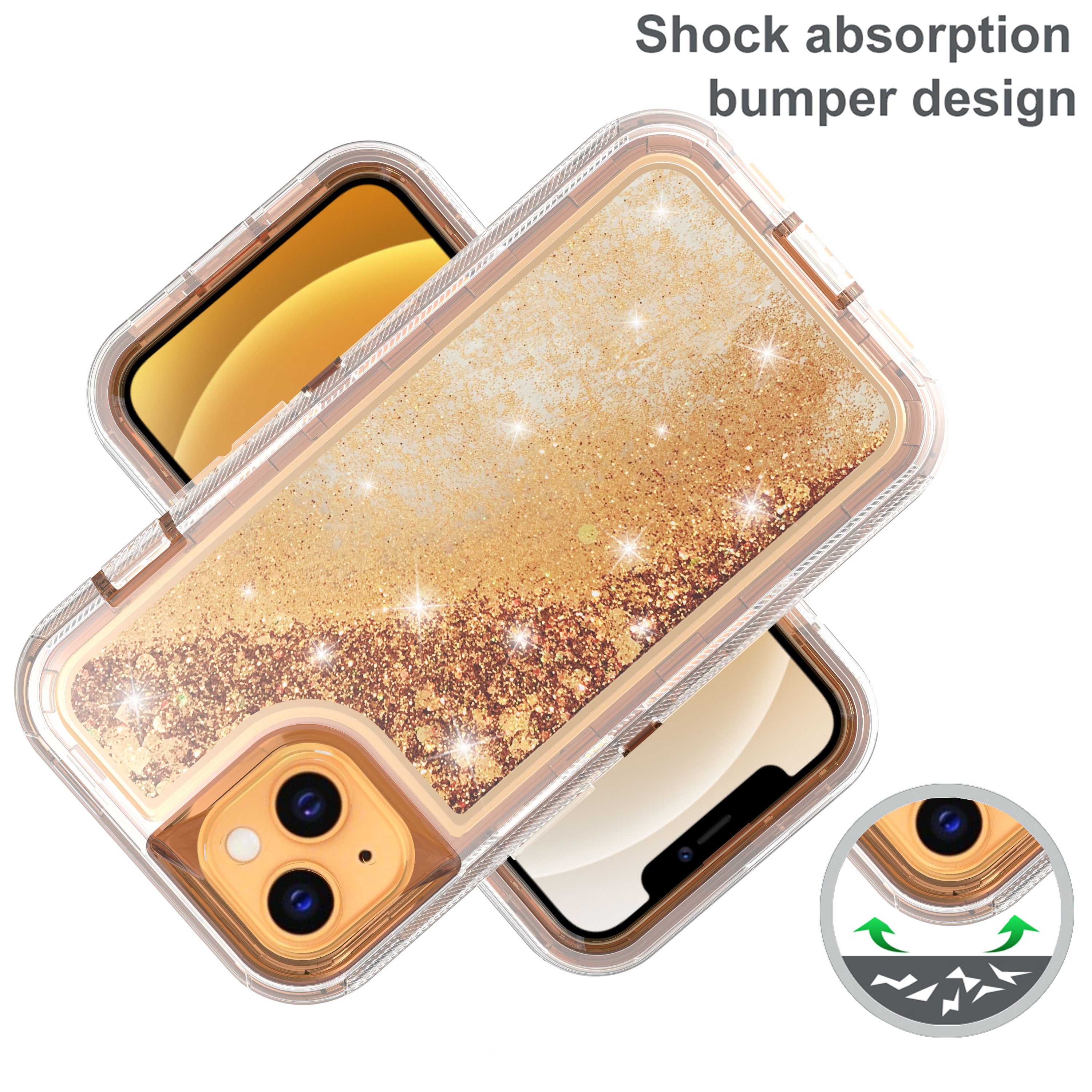 Transparent Floating Glitter Heavy Duty Case  for iPhone 13 mini
