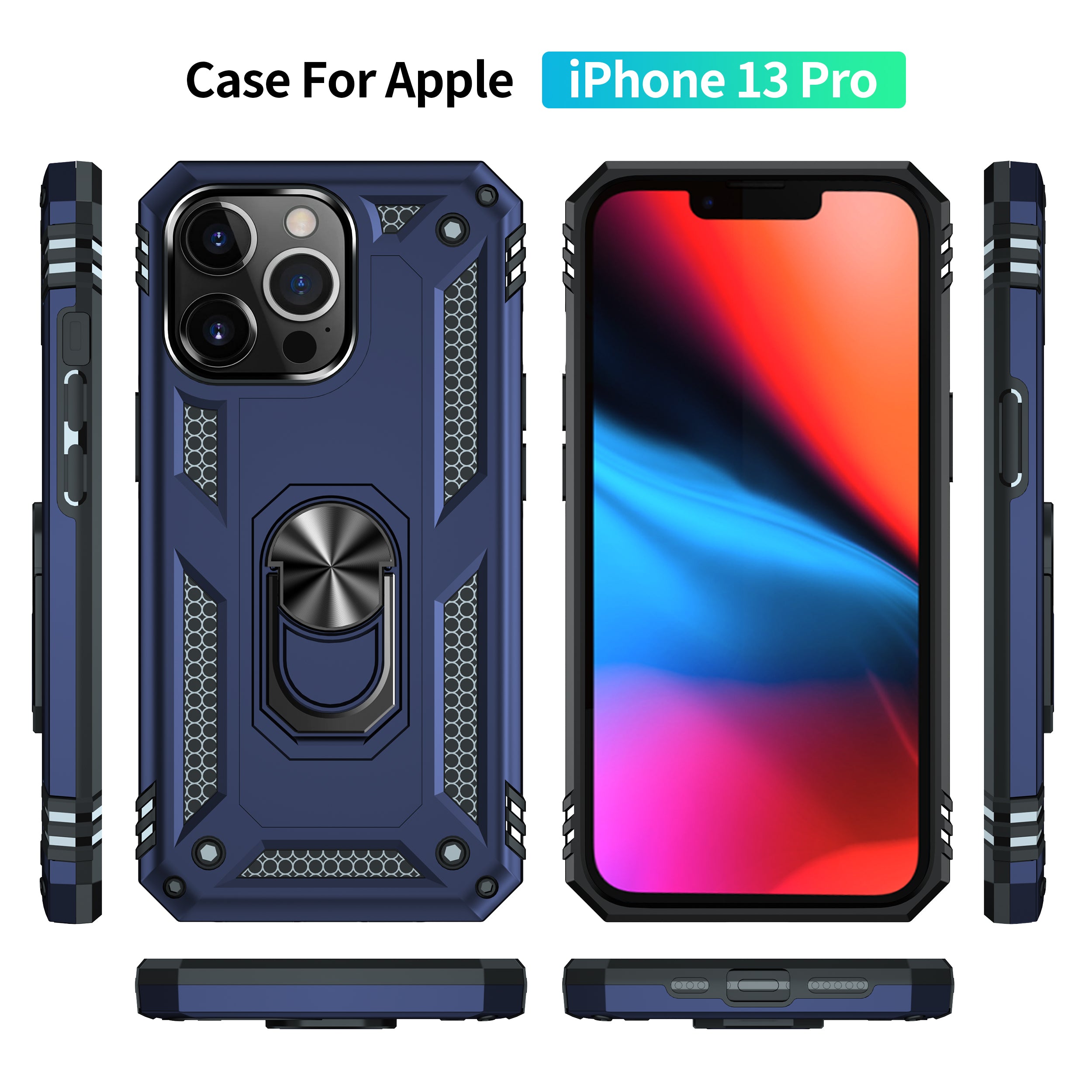 Dual Colors Ring Magnetic GPS car mount Phone Holder Case for iPhone 13 Pro