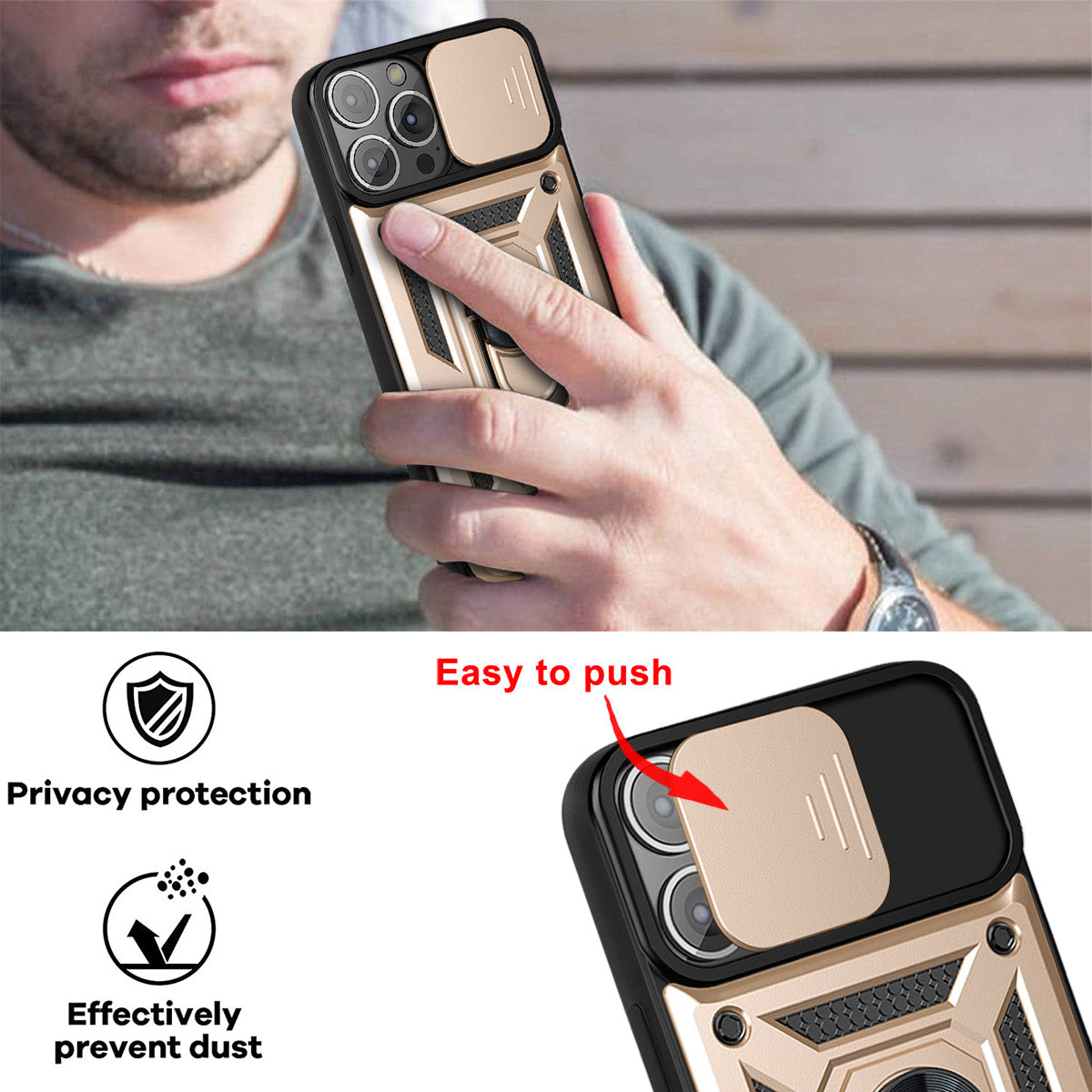 iPhone 13 Pro Sliding window with kickstand Phone Case
