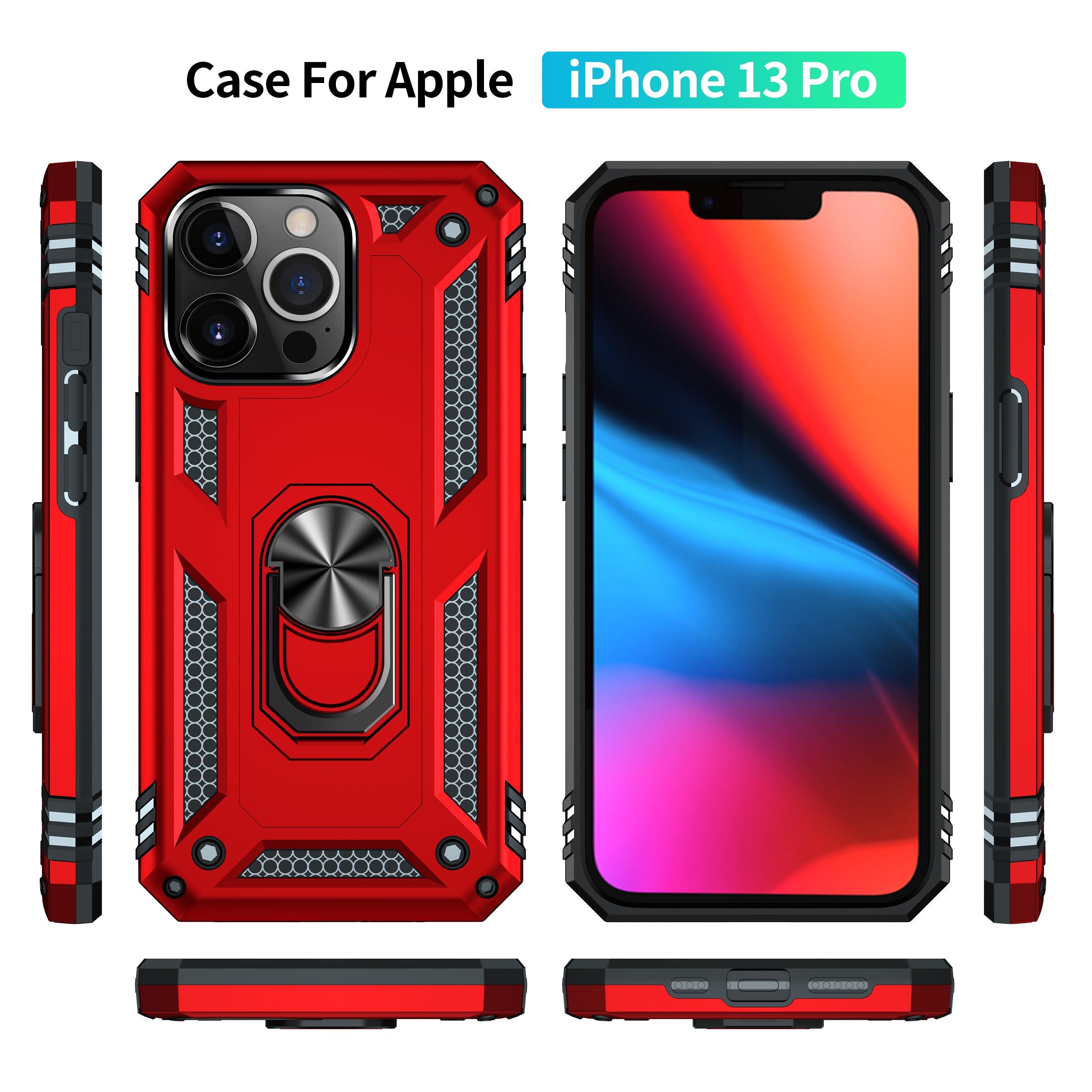 Dual Colors Ring Magnetic GPS car mount Phone Holder Case for iPhone 13 Pro