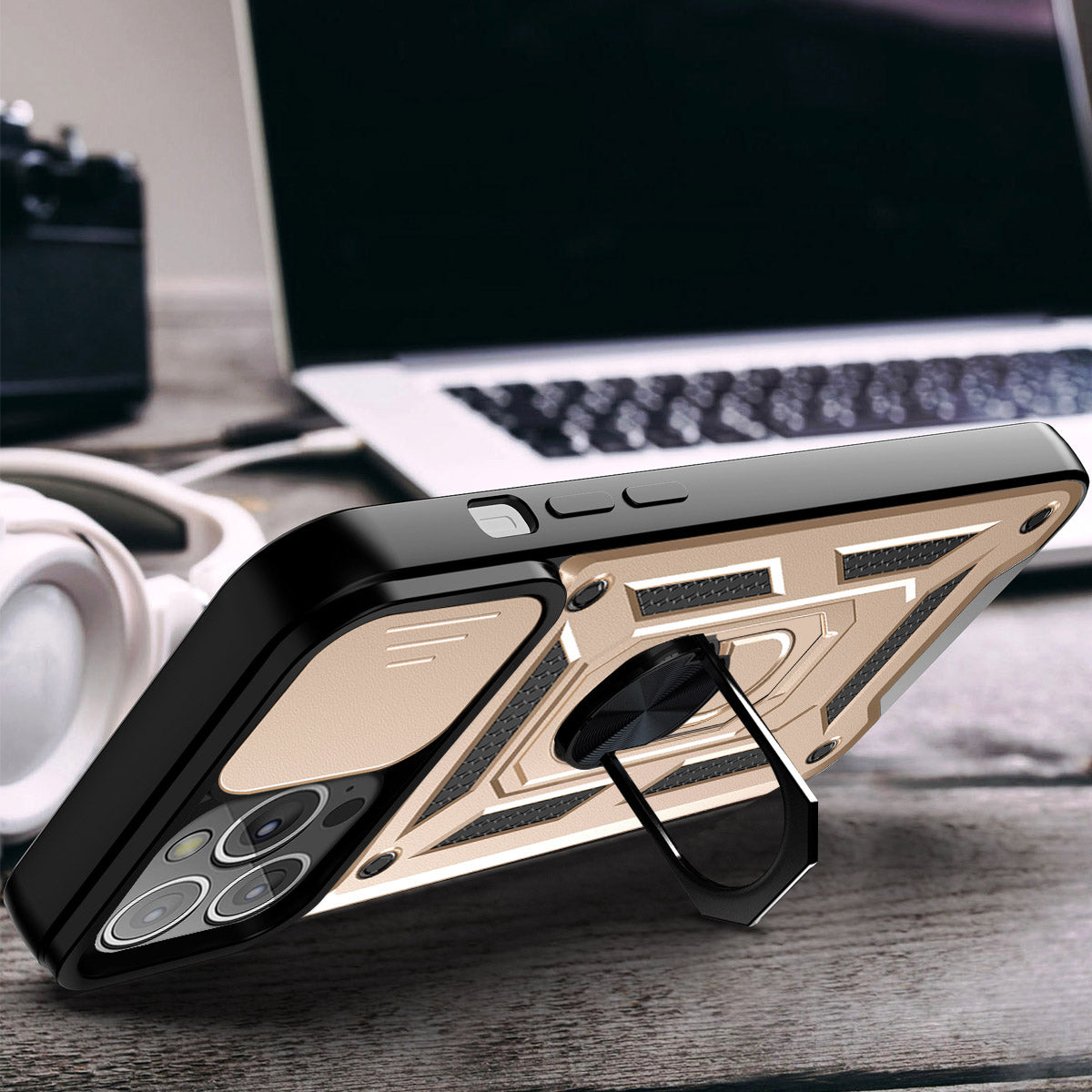 iPhone 13 Pro Max Sliding window with kickstand Phone Case