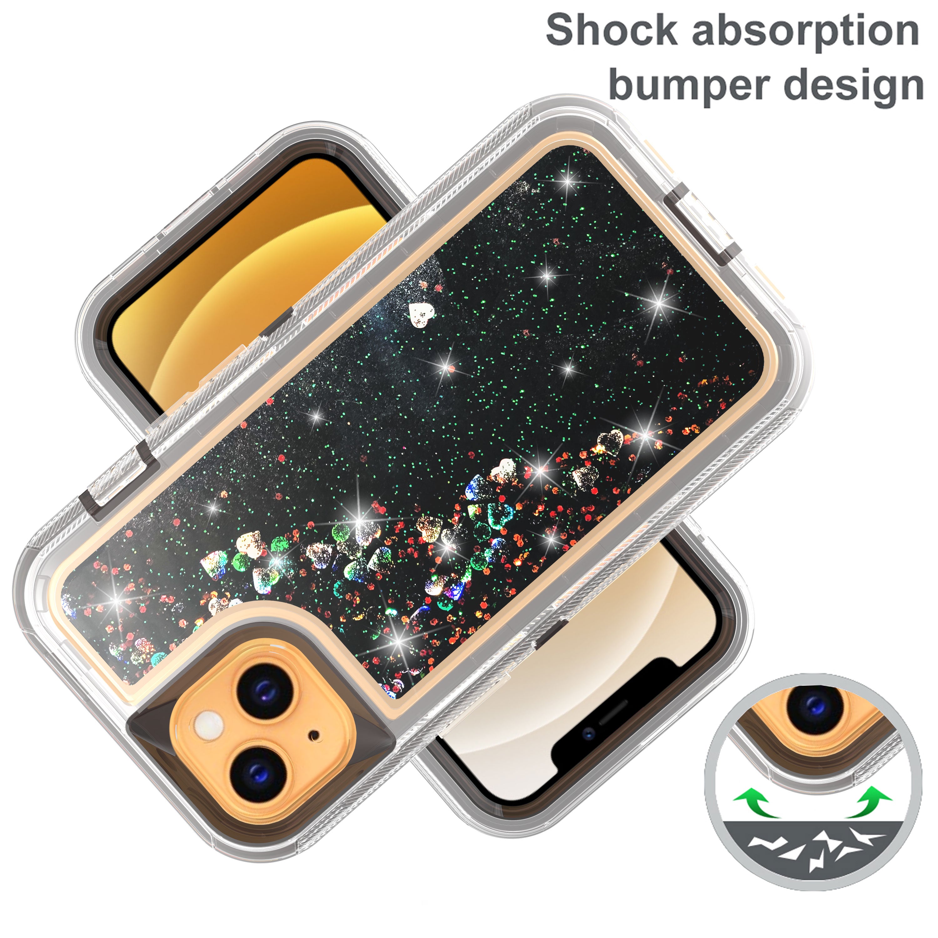 Transparent Floating Glitter Heavy Duty Case  for iPhone 13 mini