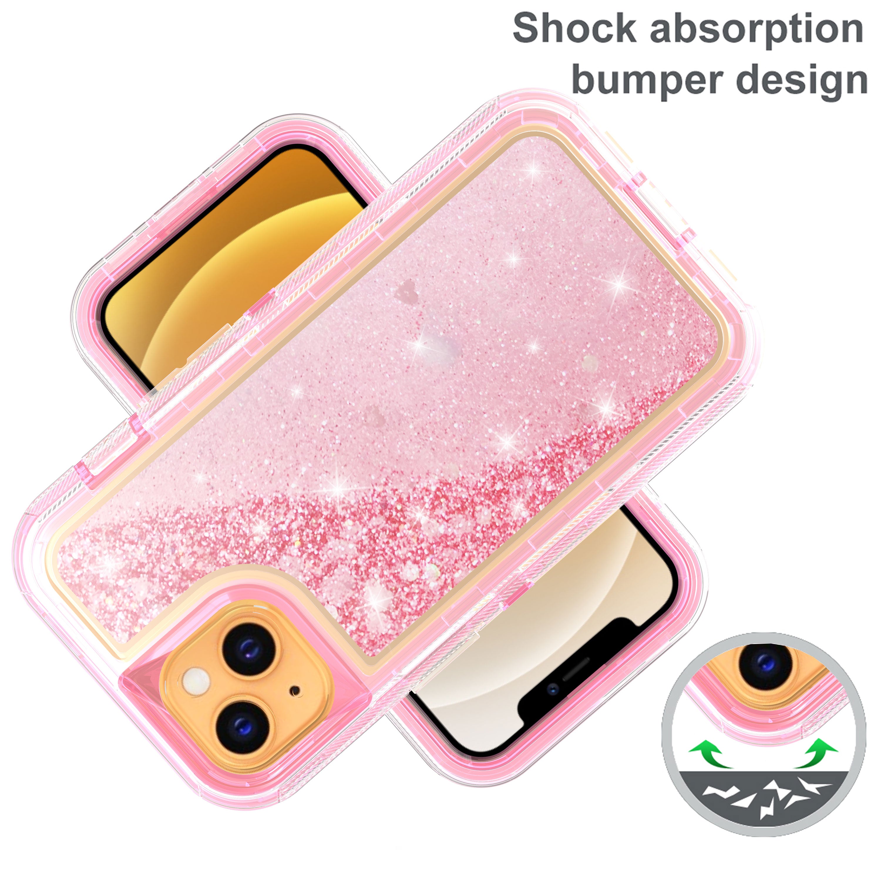 Transparent Floating Glitter Heavy Duty Case  for iPhone 13 mini
