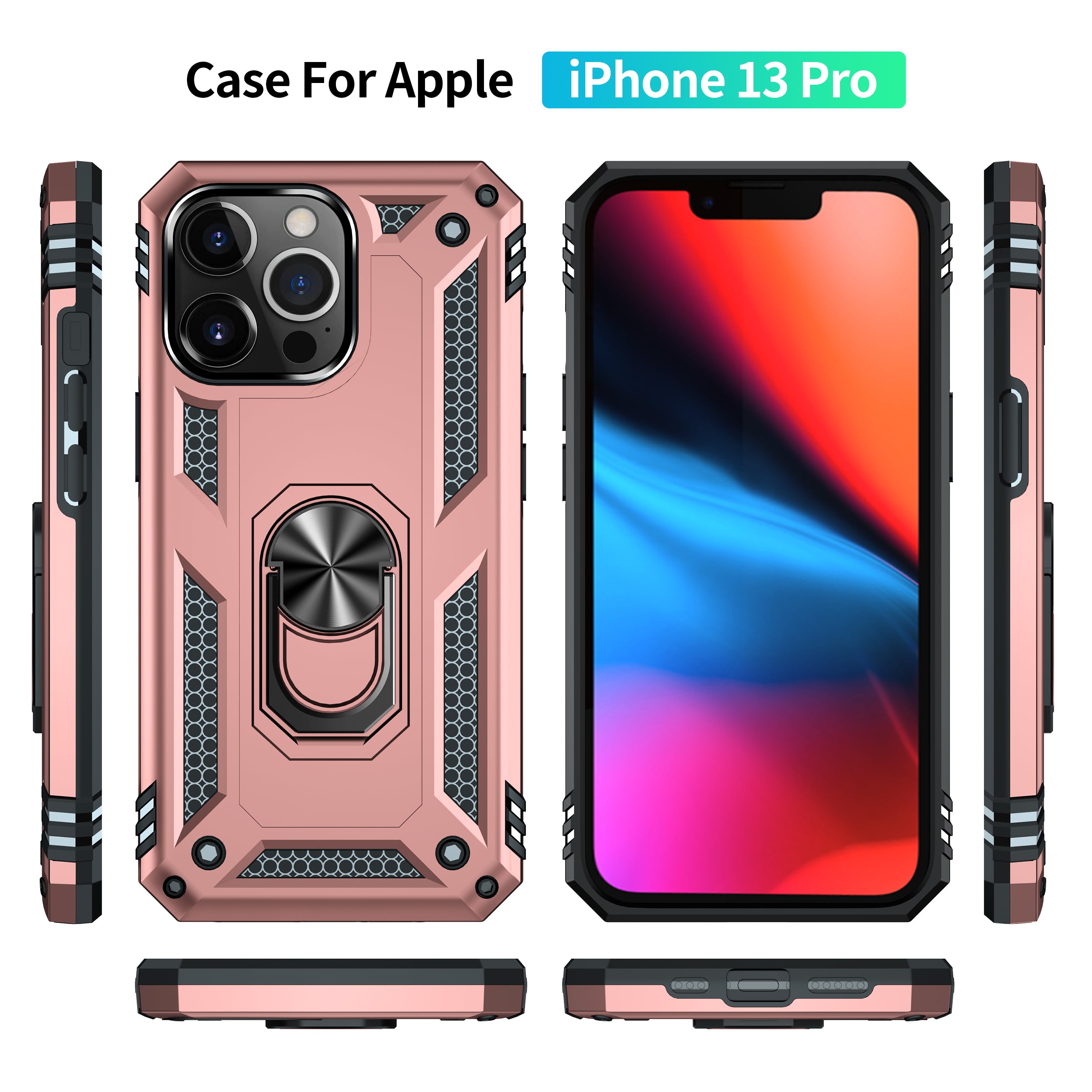 Dual Colors Ring Magnetic GPS car mount Phone Holder Case for iPhone 13 Pro
