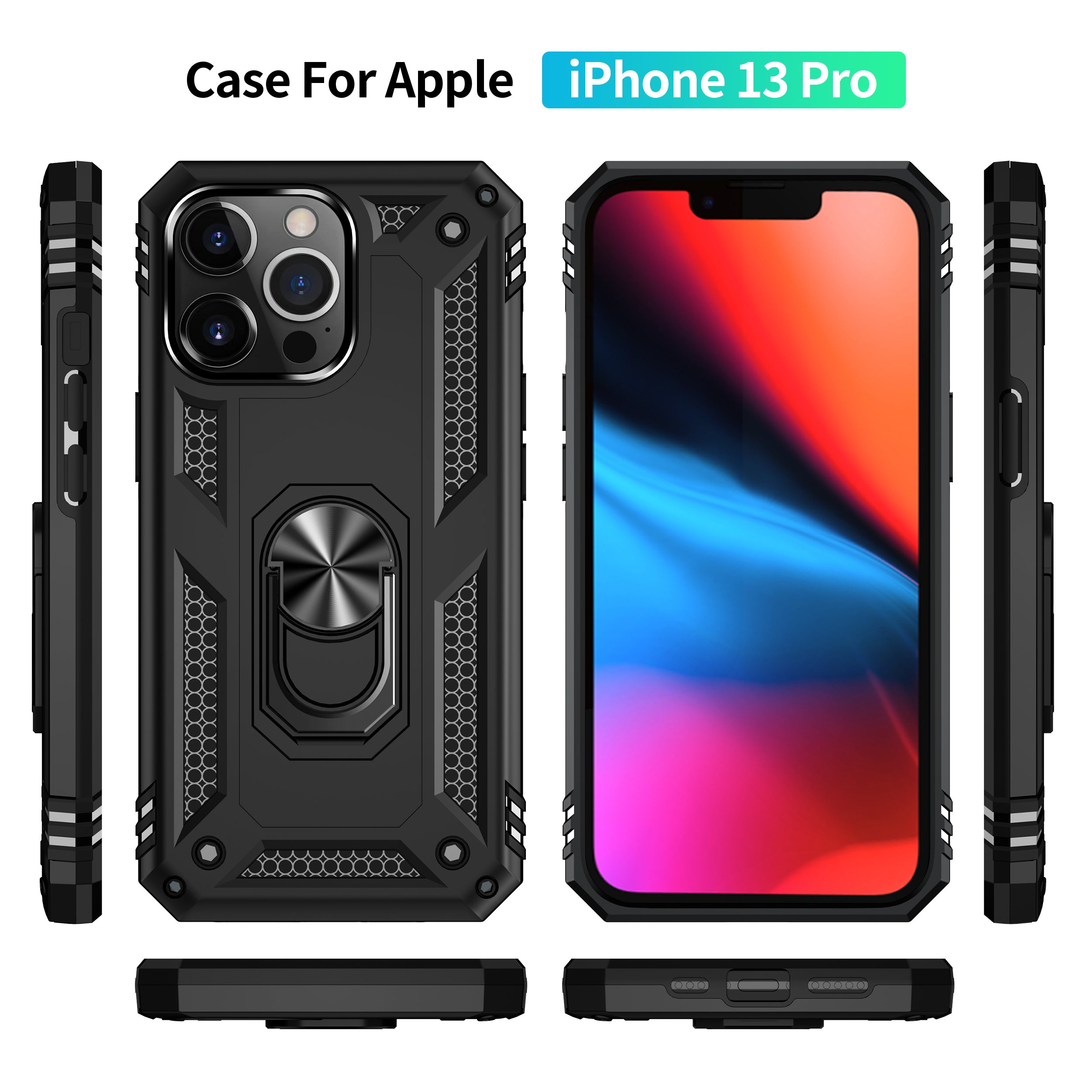 Dual Colors Ring Magnetic GPS car mount Phone Holder Case for iPhone 13 Pro