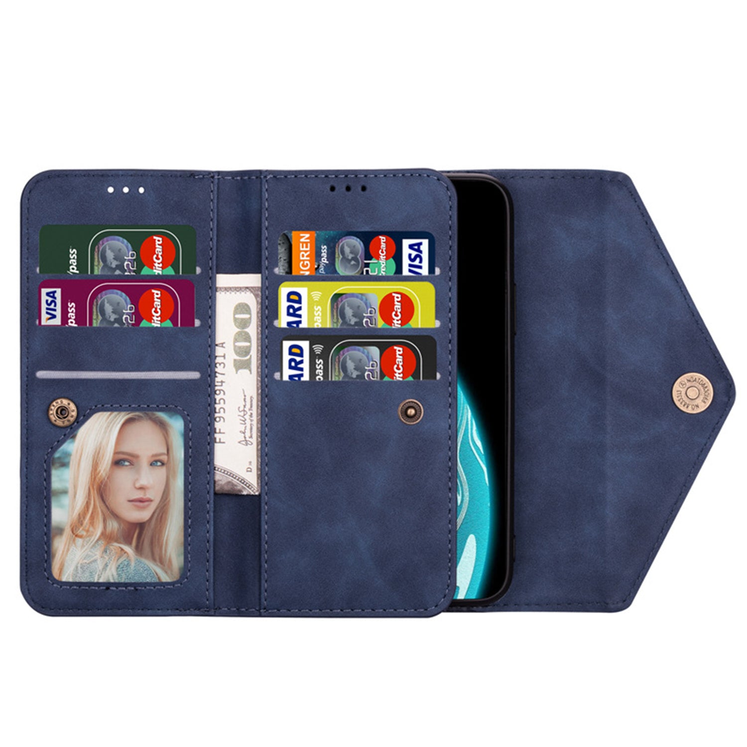 iPhone 12 Mini (5.4") 2 IN 1 Leather Wallet Case with 7 Credit Card Slots
