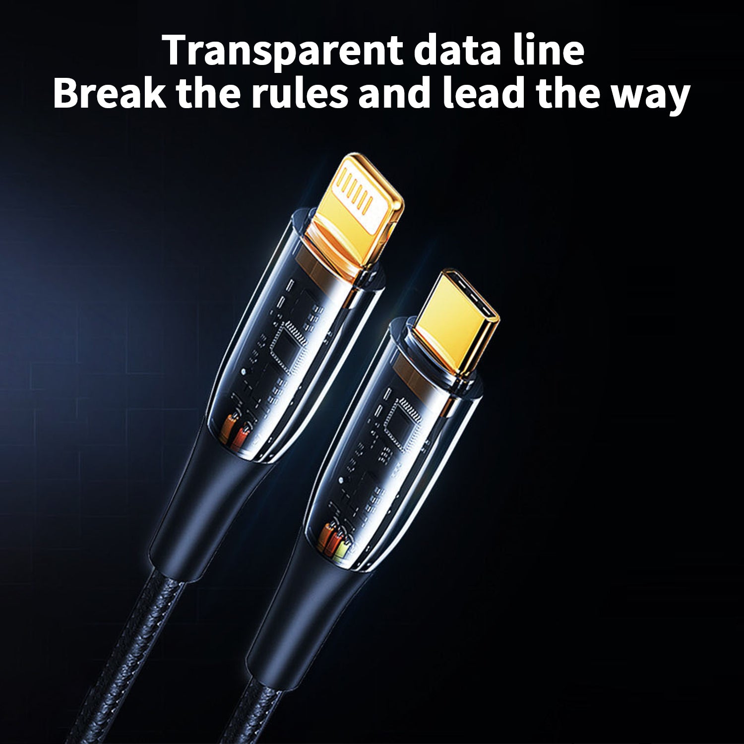 Lightning to Type-C Transparent Charging &Sync Data Cable