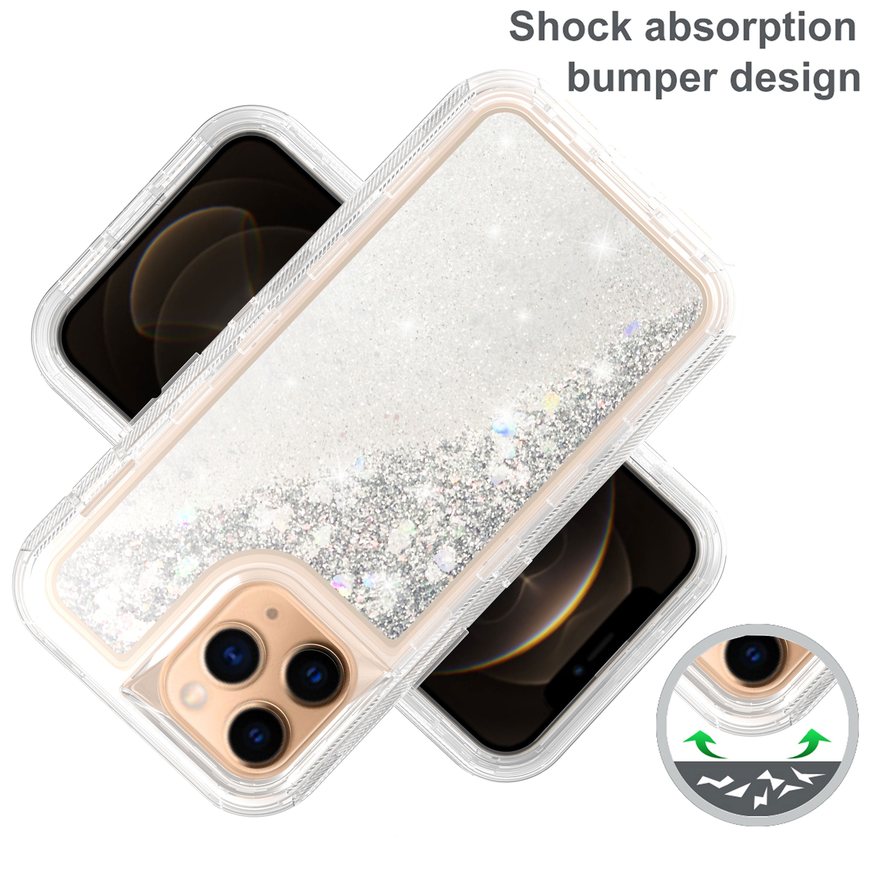 iPhone 14 Pro Max Transparent Floating Glitter Heavy Duty Case