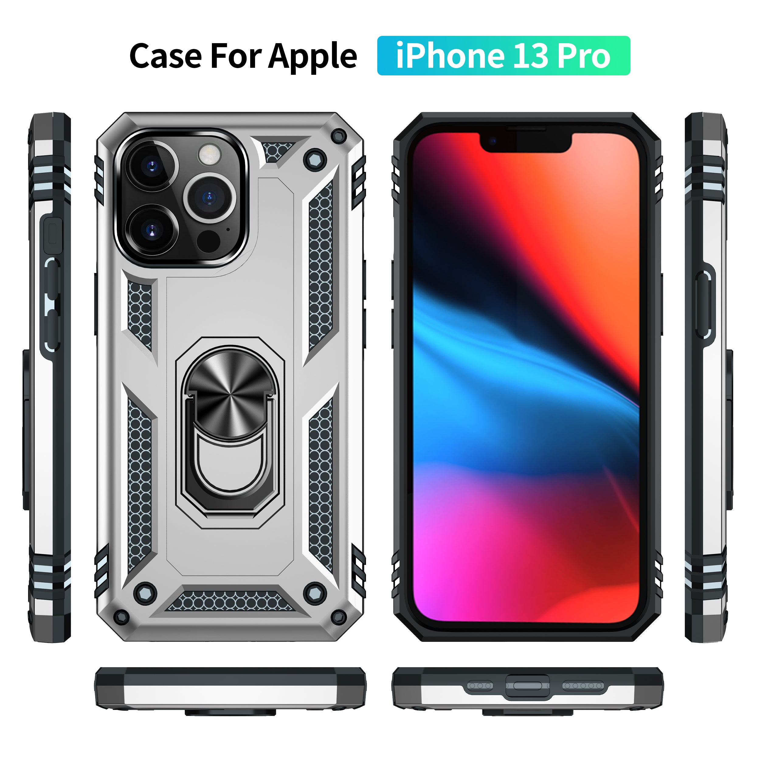 Dual Colors Ring Magnetic GPS car mount Phone Holder Case for iPhone 13 Pro