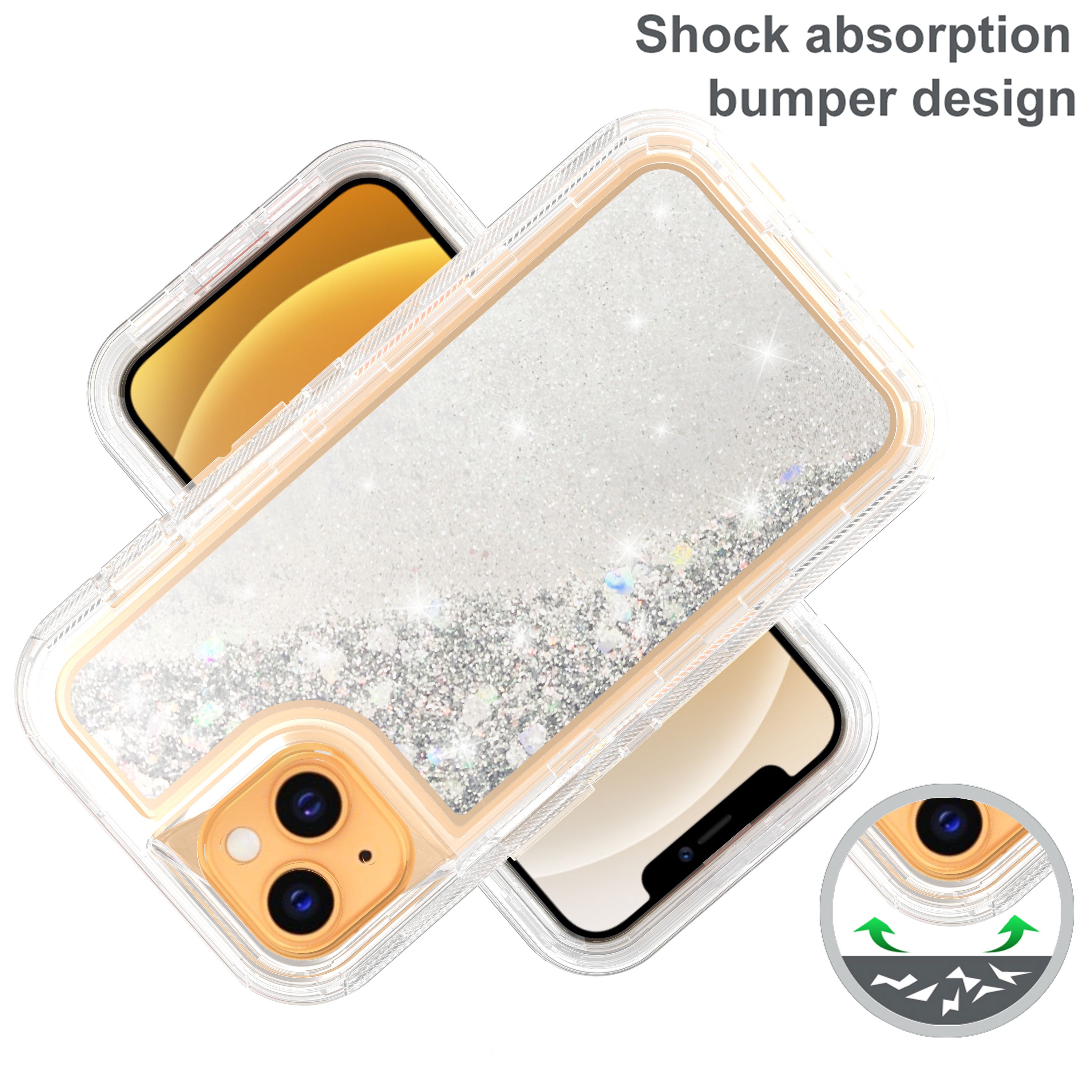 Transparent Floating Glitter Heavy Duty Case  for iPhone 13 mini