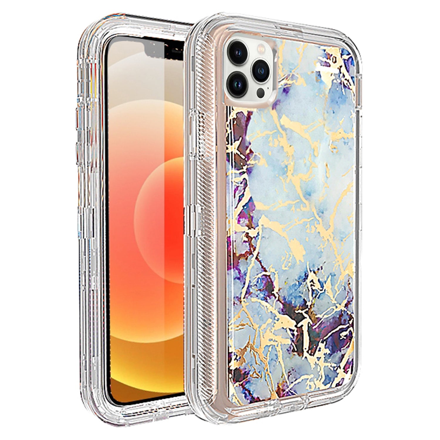 iPhone 13 Pro Anti-Shock Durable Protective TPU Heavy Duty Marble Clear case