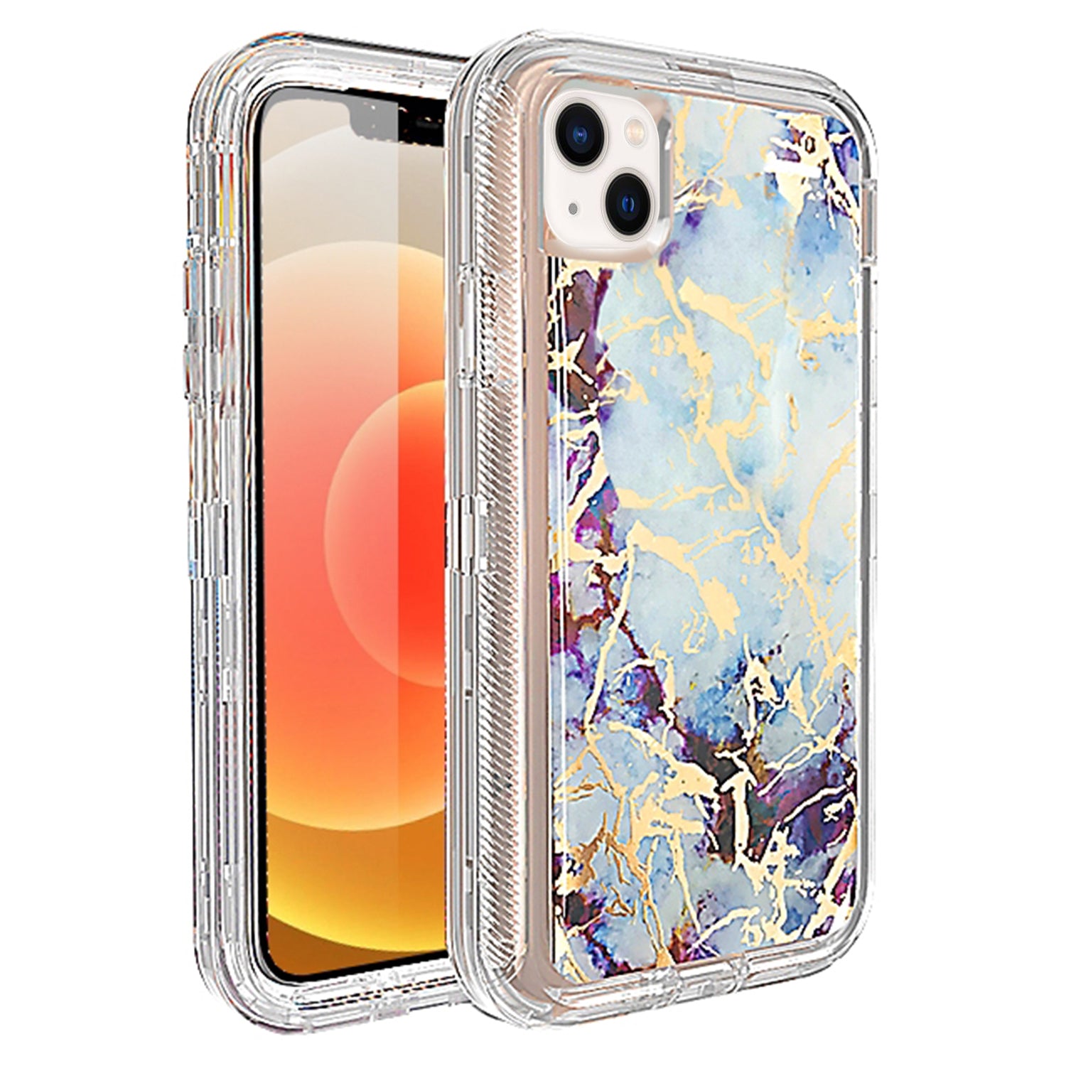 Clear Case for iPhone 13 Anti-Shock Durable Protective TPU Heavy Duty Marble case