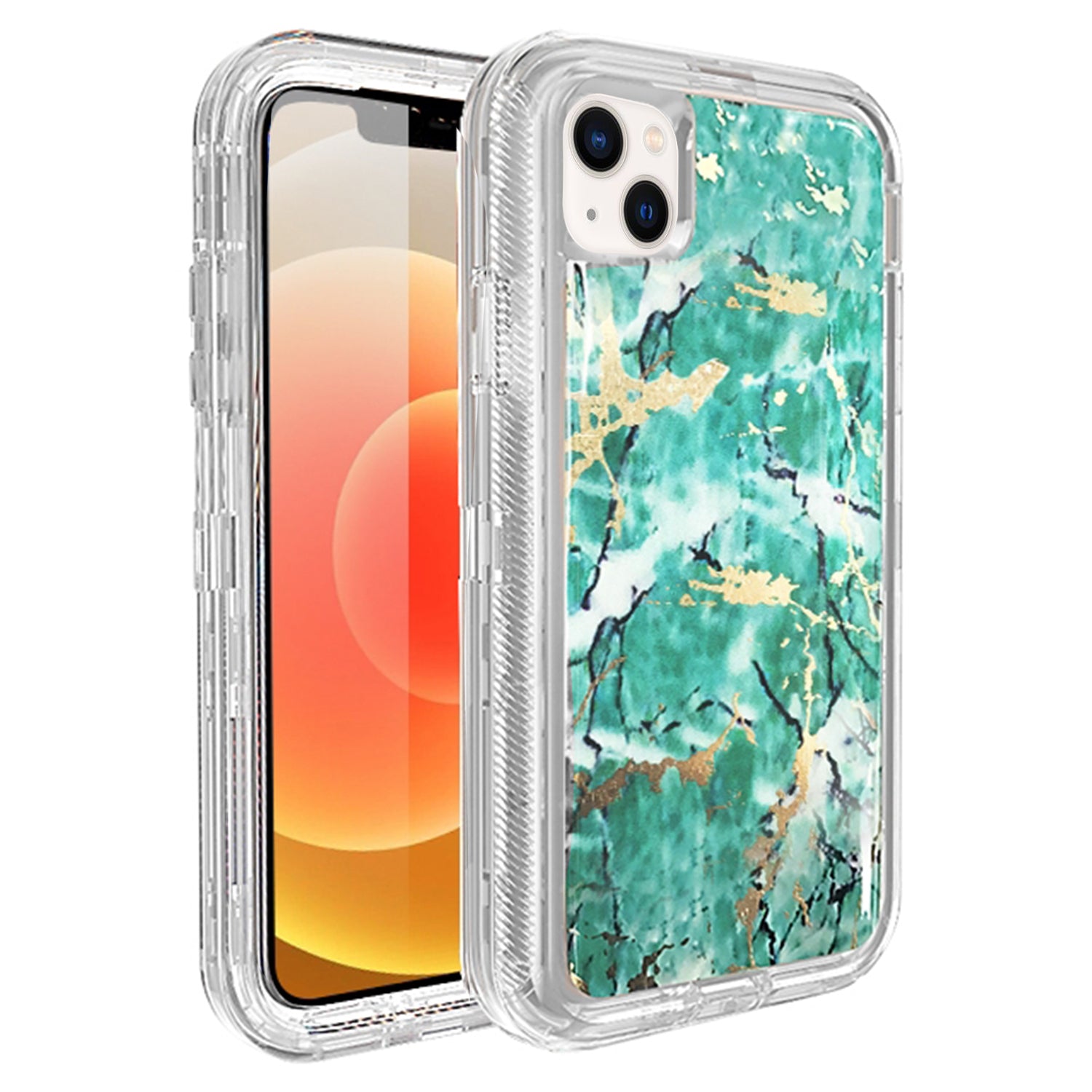 Clear Case for iPhone 13 Anti-Shock Durable Protective TPU Heavy Duty Marble case