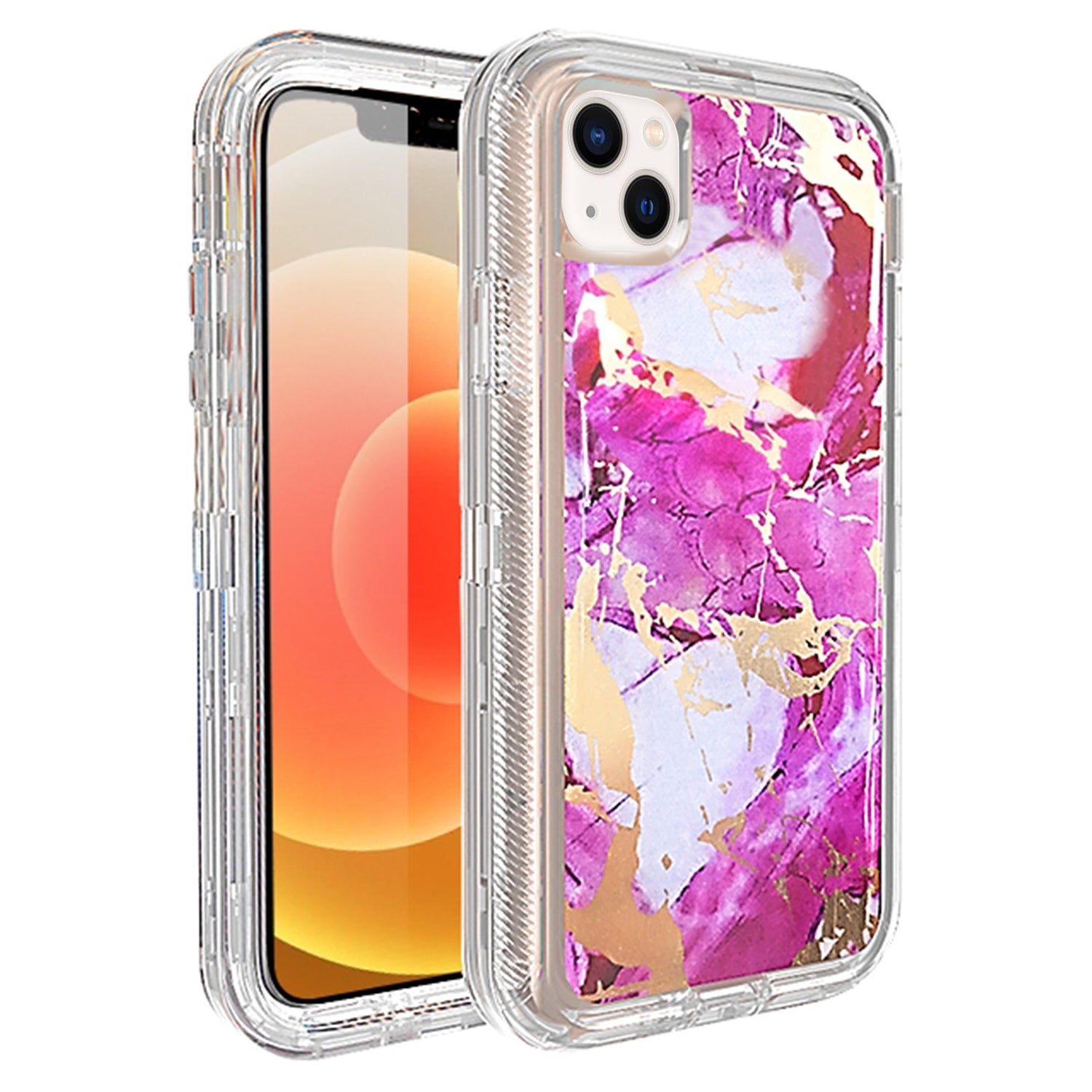 Clear Case for iPhone 13 Anti-Shock Durable Protective TPU Heavy Duty Marble case