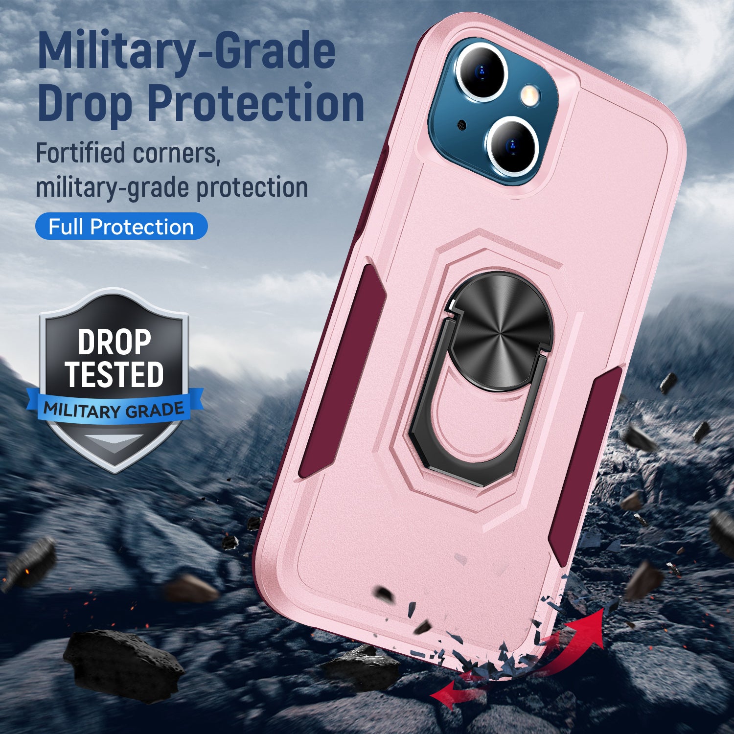 iPhone 13 Kickstand fully protected  heavy-duty shockproof case