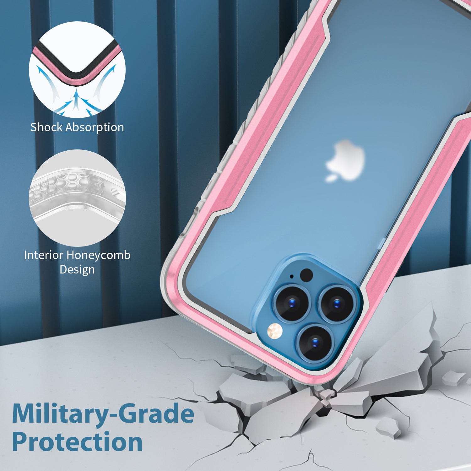 HLC Case for iPhone 13 Pro Max Full Body Bumper Case with Clear Back Panel Protector