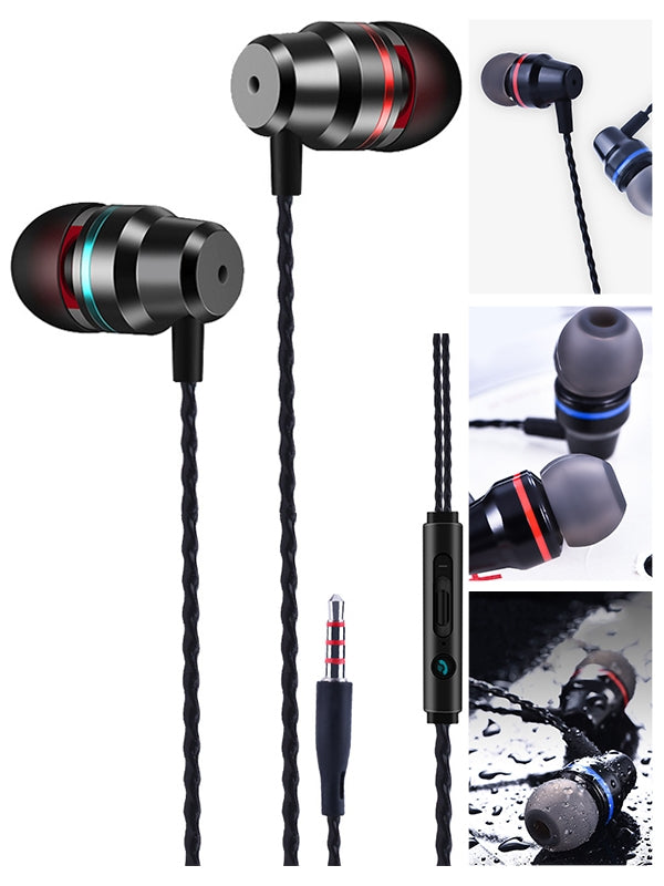 Metal bass in ear wired headset-Black